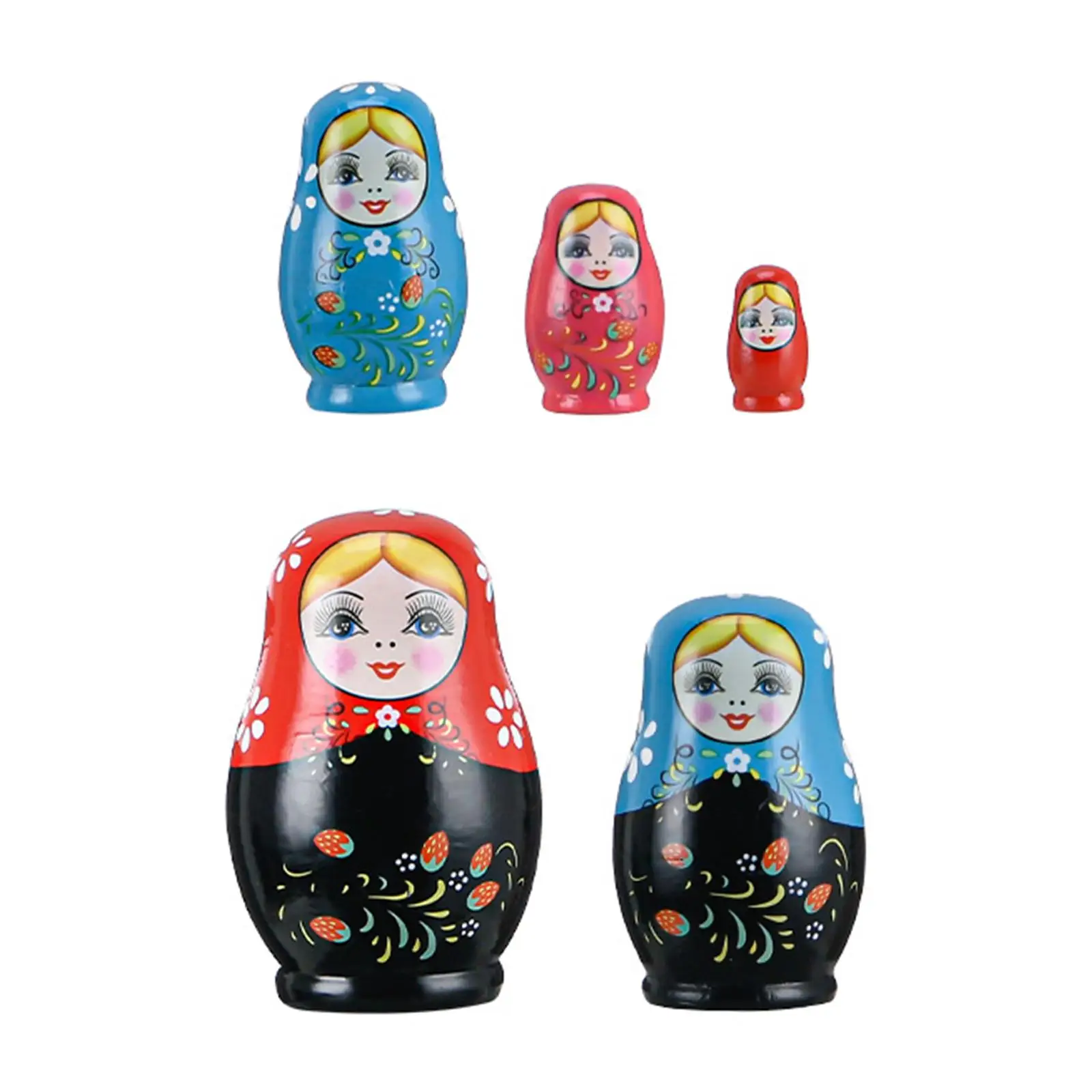 5x Handmade Russian Nesting Dolls Wood Crafts Stacking Toys for Children Toddler Girls Birthday Gifts Home Decor