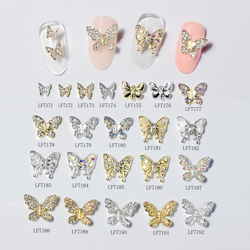 Best of 10Pcs Gold / Silver Multi-Designs Nail Art Jewelry Charms White / AB Crystal Rhinestones 3D Butterfly Shaped Alloy Nail Accessories Reviews & Tips