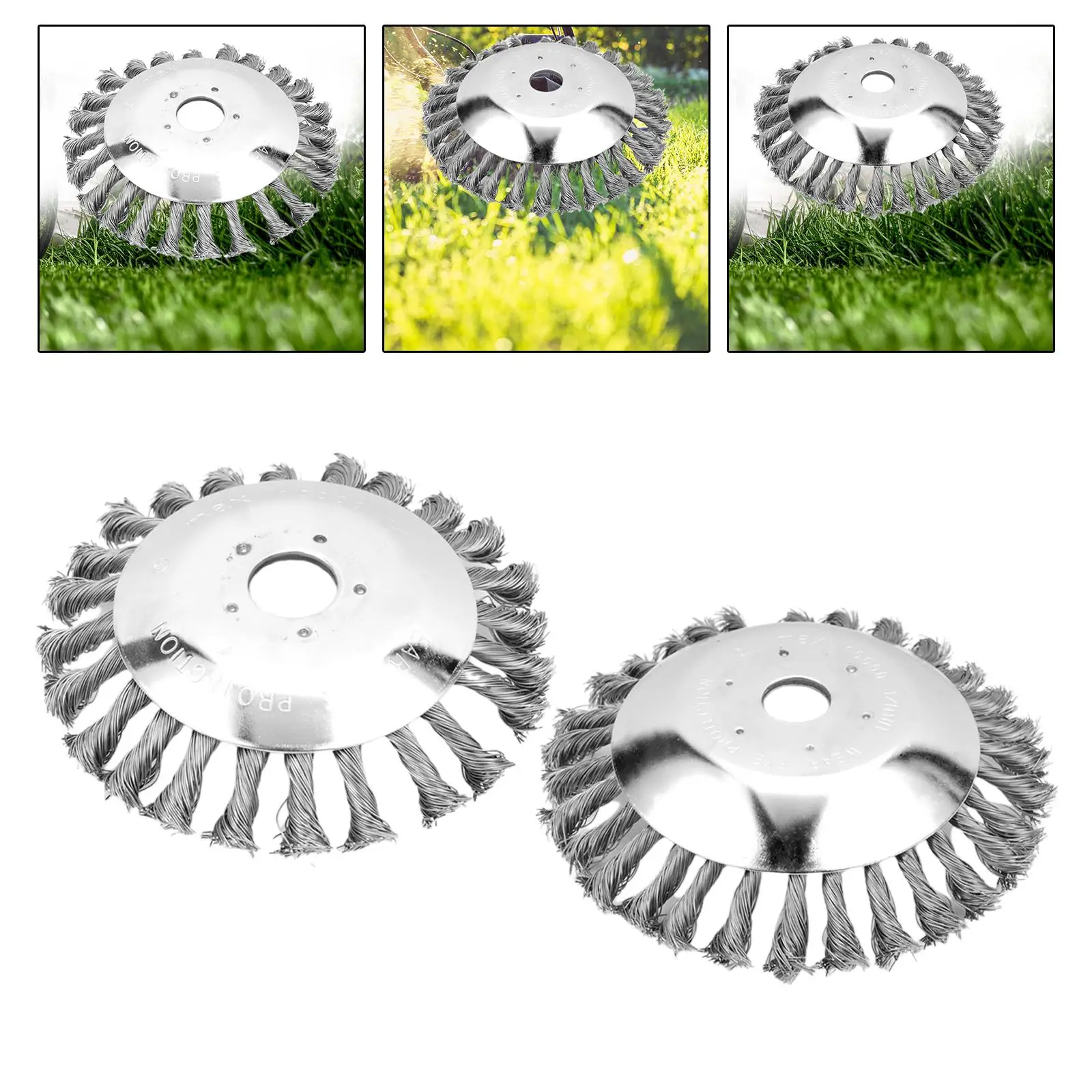 Steel Weeding Brush Wire Wheel Brush Disc Rust Removal Attachment with 25mm Hole Mower Weeding Tray for Garden Brick Road