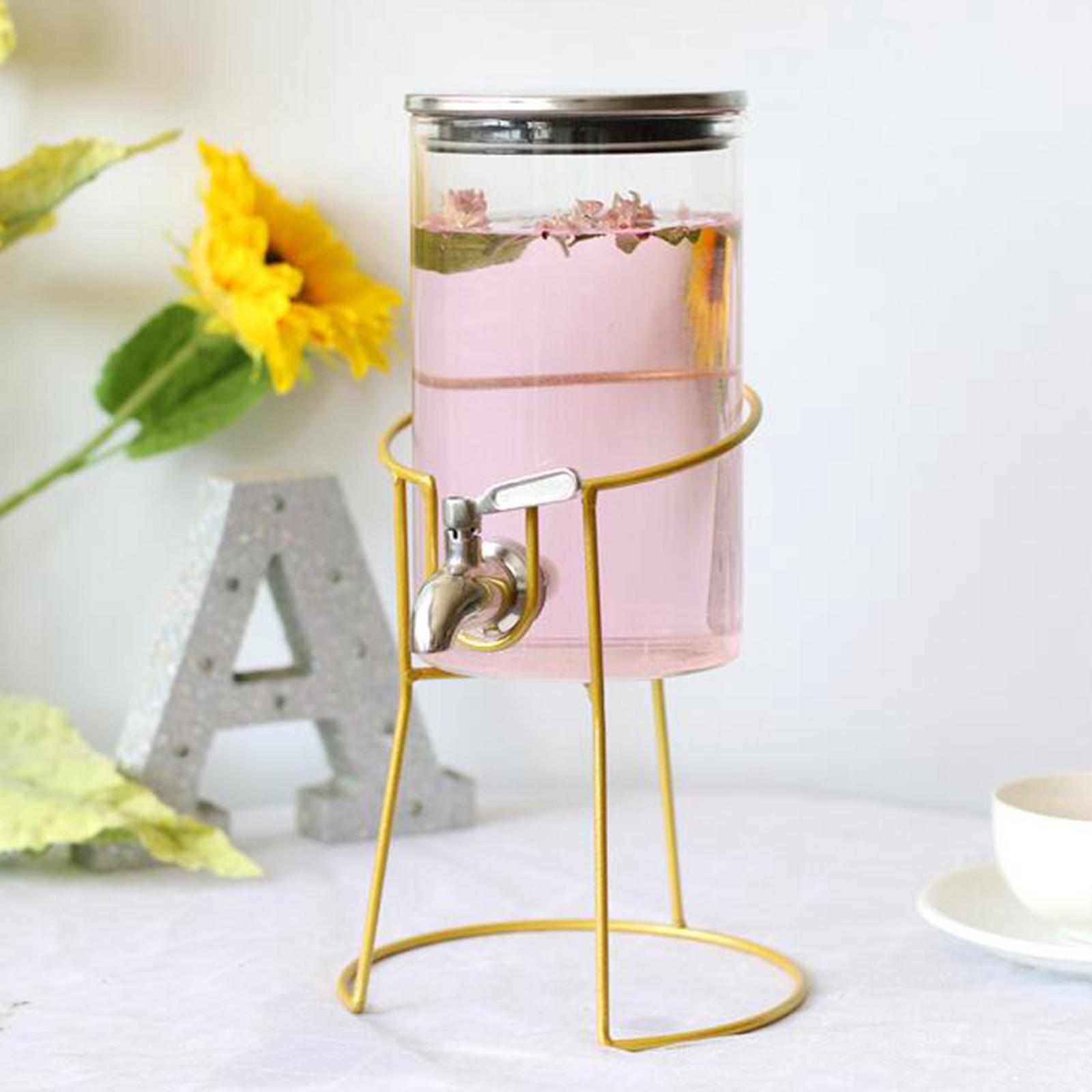 Iron Drink Dispenser Stand 4.7inch Dia. Lemonade Containers Glass Jar Stand Round for Weddings