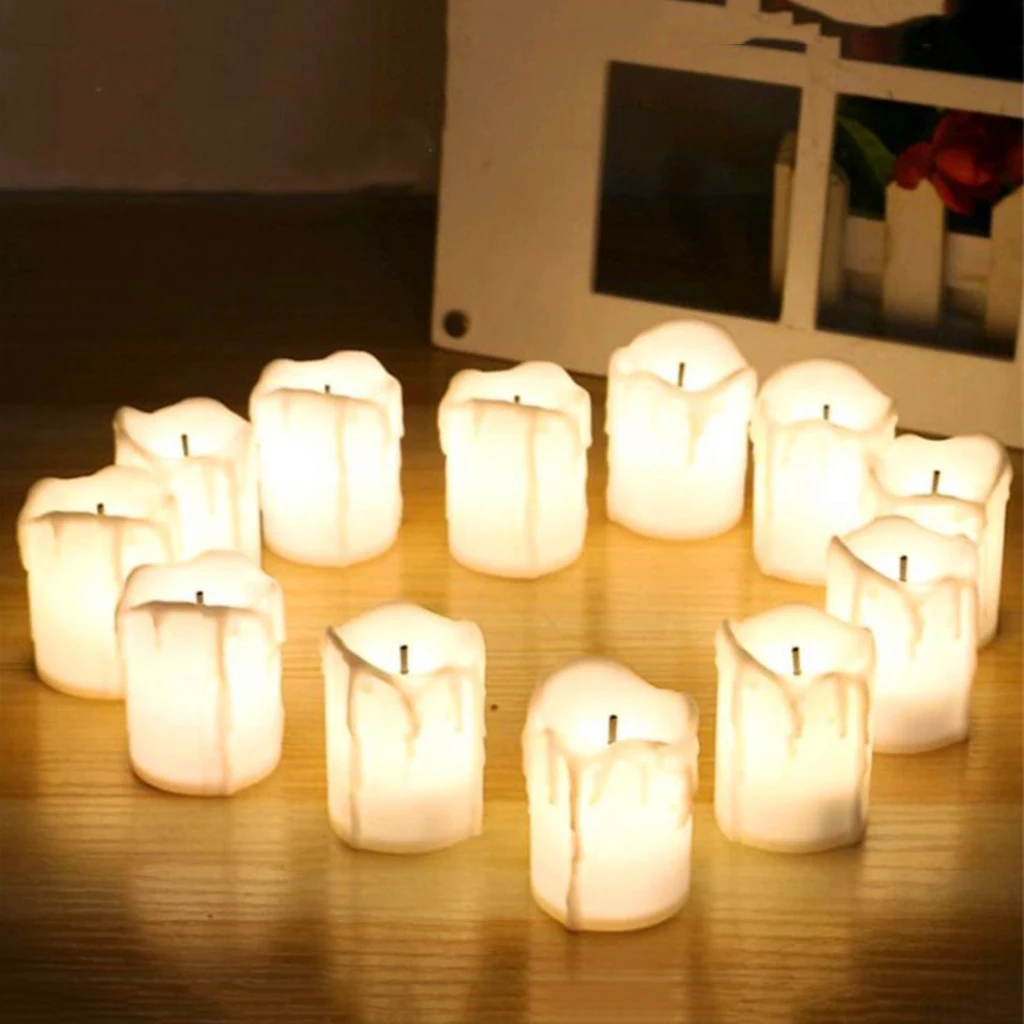 Led Tea Light Candle LED FLAMELESS Battery Operated Wedding Festive 12-set