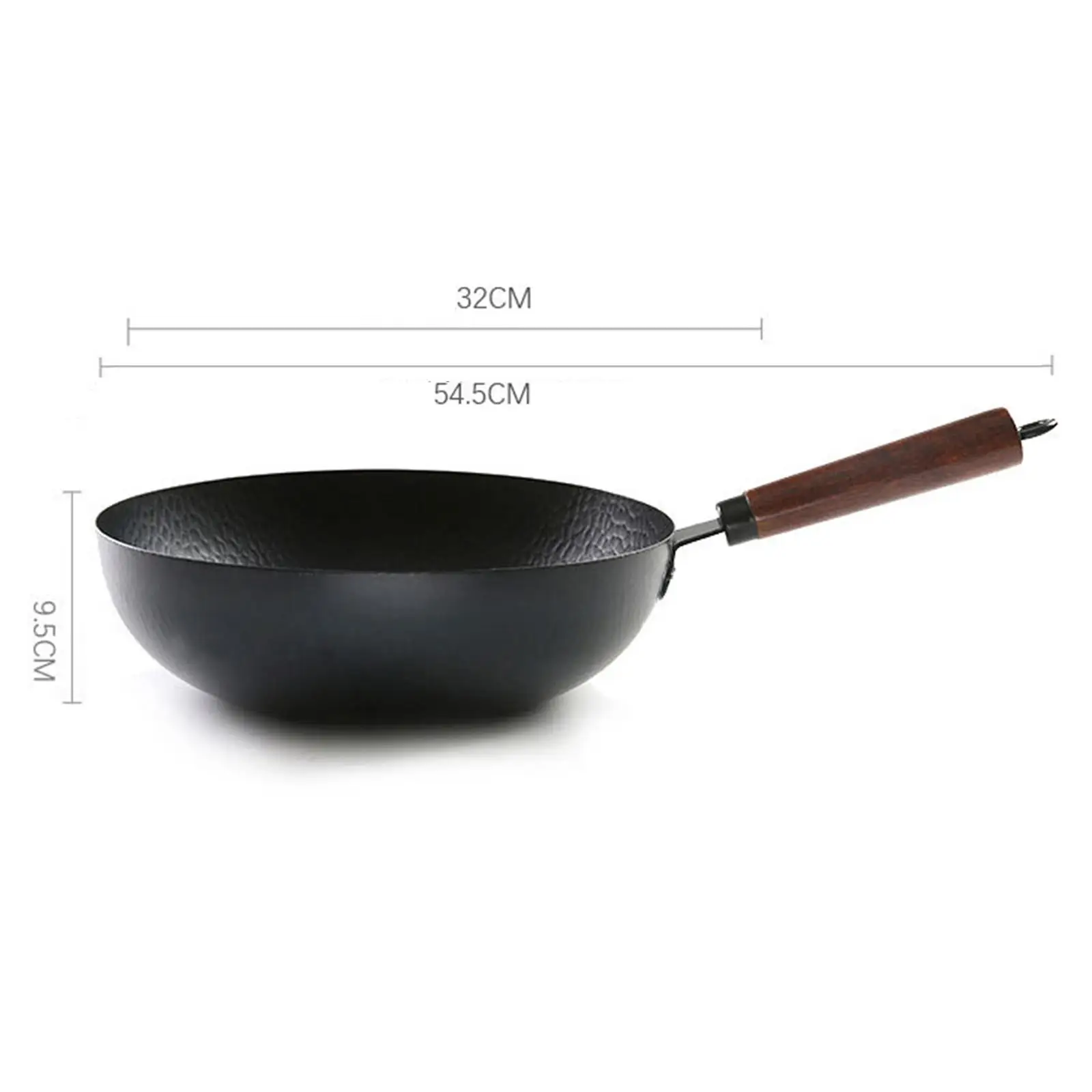 Wok Pan Household Non Coating Long Handle Cast Iron Grilling Wok for Cooking Electric, Gas, Halogen, All Stoves Induction 12inch