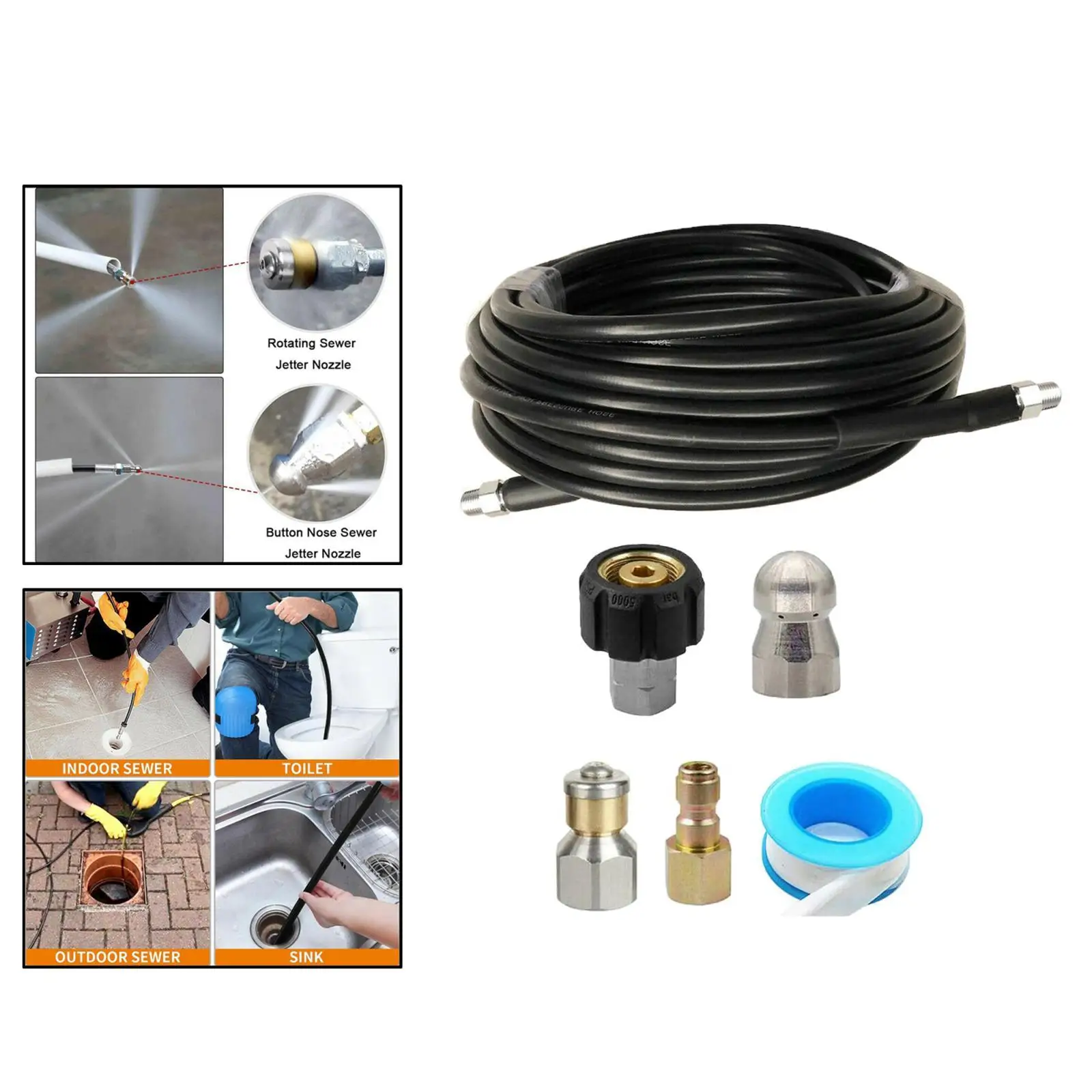 1x Sewer  for Pressure Washer 5800 PSI Drain Cleaning Hose,15