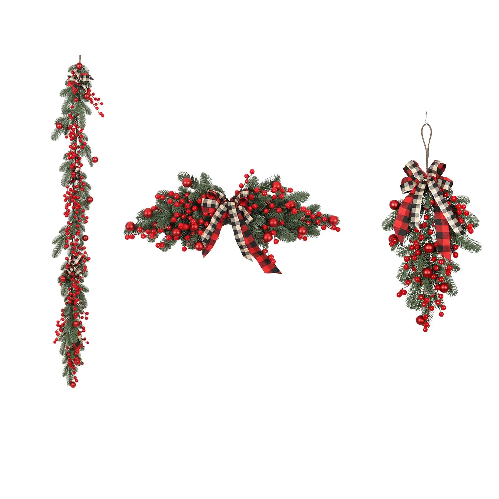 Christmas Wreath Artificial Red Berries Wedding Home Decorative Xmas Garland