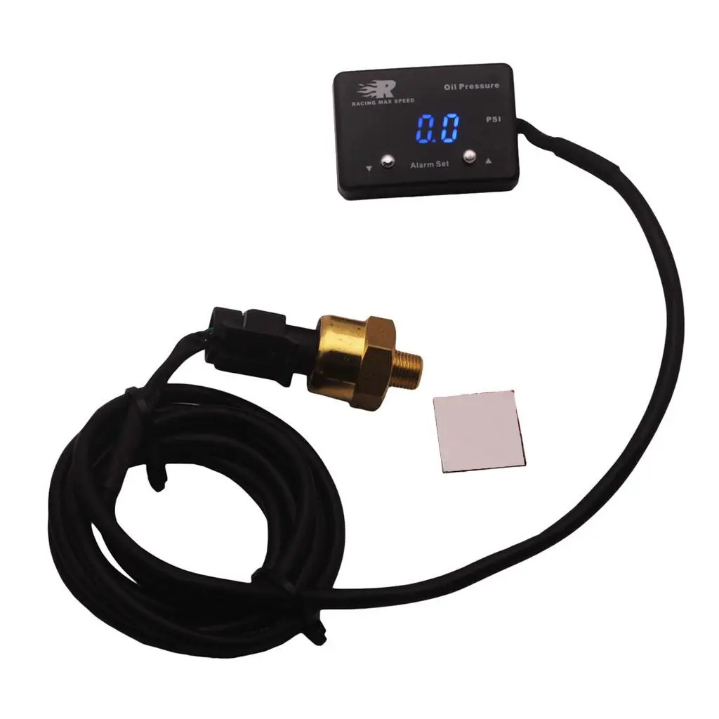 2x1.3x0.5in Blue LED Electronic Oil Pressure 0~120PSI Gauge Meter Sensor 12v