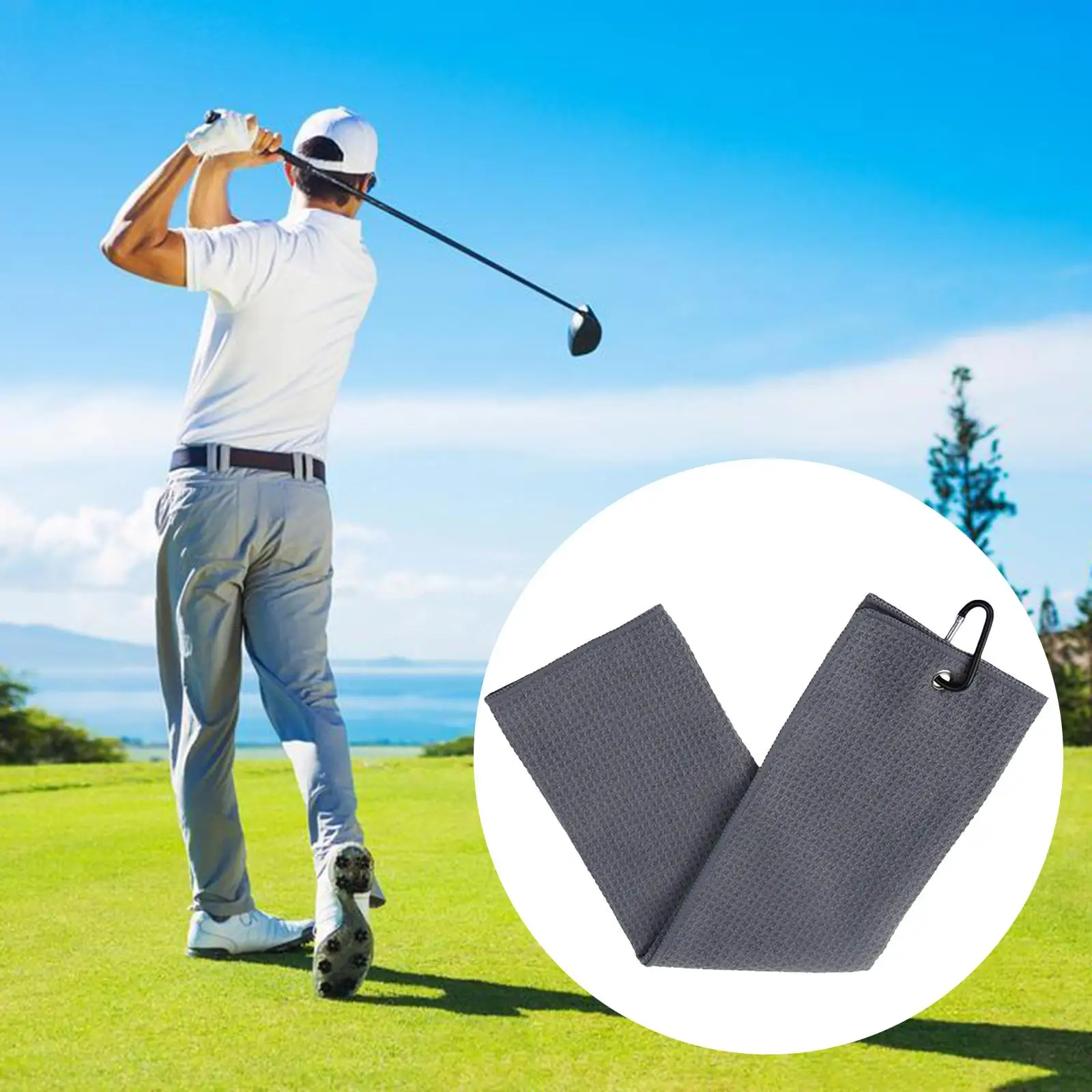 Breathable Lightweight Golf Towel with Carabiner Clip Absorb Sweat Towel Outdoor Fitness Accessories