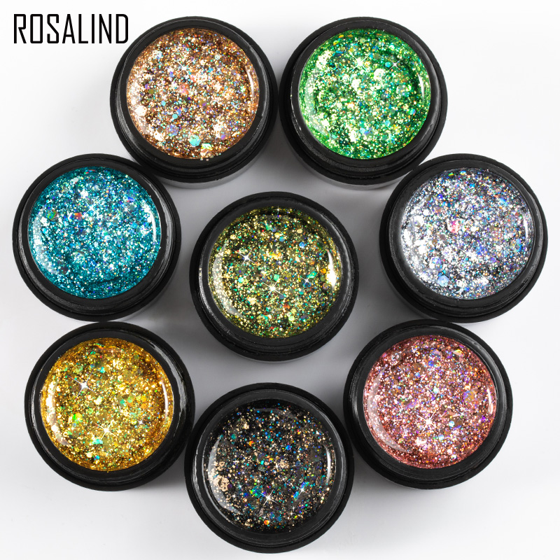 Best of ROSALIND 5ml Shiny Diamond Glitter Gel Nail Polish Hybrid Varnishes For Manicure Nail Art Design Gel Polish Top And Base Set Reviews & Tips