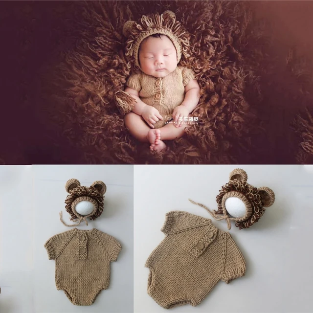 Newborn Lion Outfit Photo Prop Lion Costume Baby Boys Crochet Knit Costume  Photo Photography Outfits,baby Accessories,new Born Photo Prop -   Australia