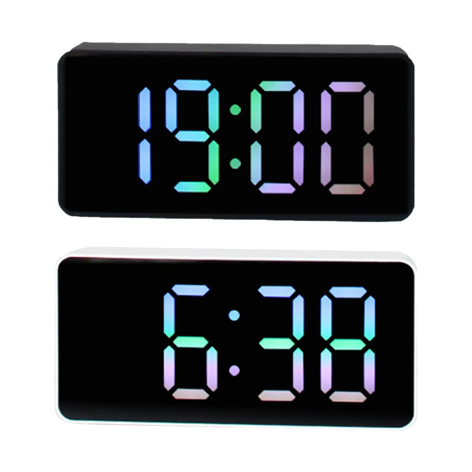 2Pcs Digital alarms Clocks Desktop Clock Voice Control for Home Office