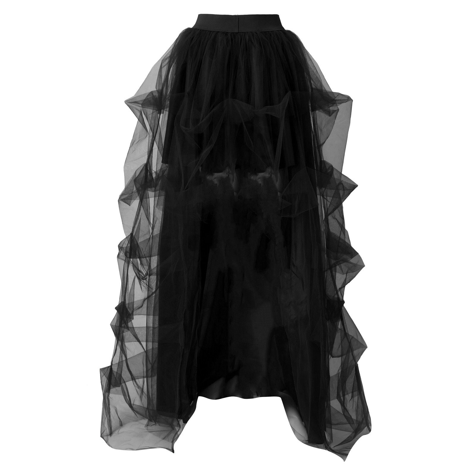 Women's Long Tulle Maxi Skirt With Side Split - 4 Layer Ruffles - Evening, Party, Wedding Skirt - Sizes XS To 5XL