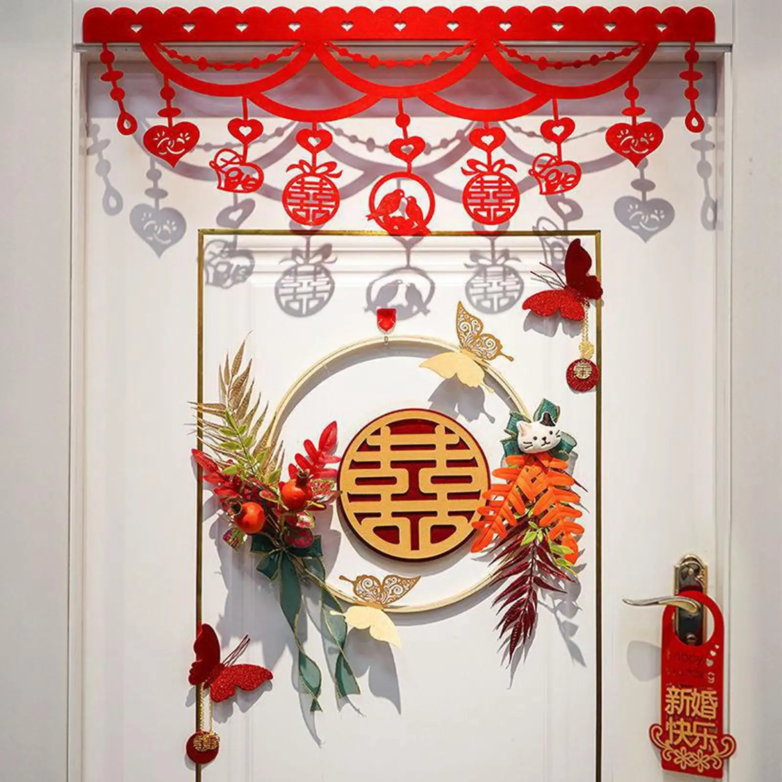 Chinese Wedding Double Happiness Hanging Garland Wall Door Ornaments Home Bedroom Decor Decorative DIY New House Supplies