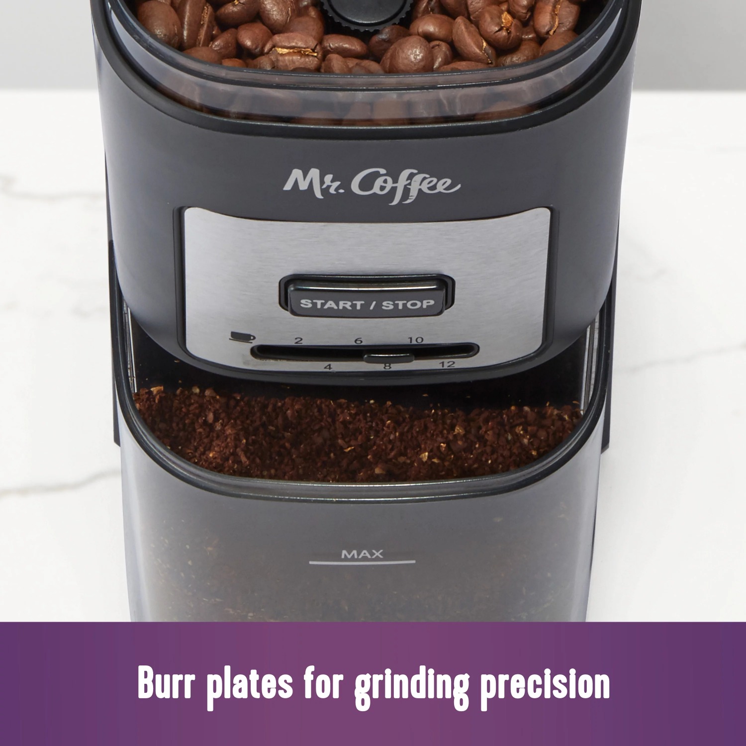 Title 2, Coffee 12-Cup Automatic Burr Grinder Black Prec...