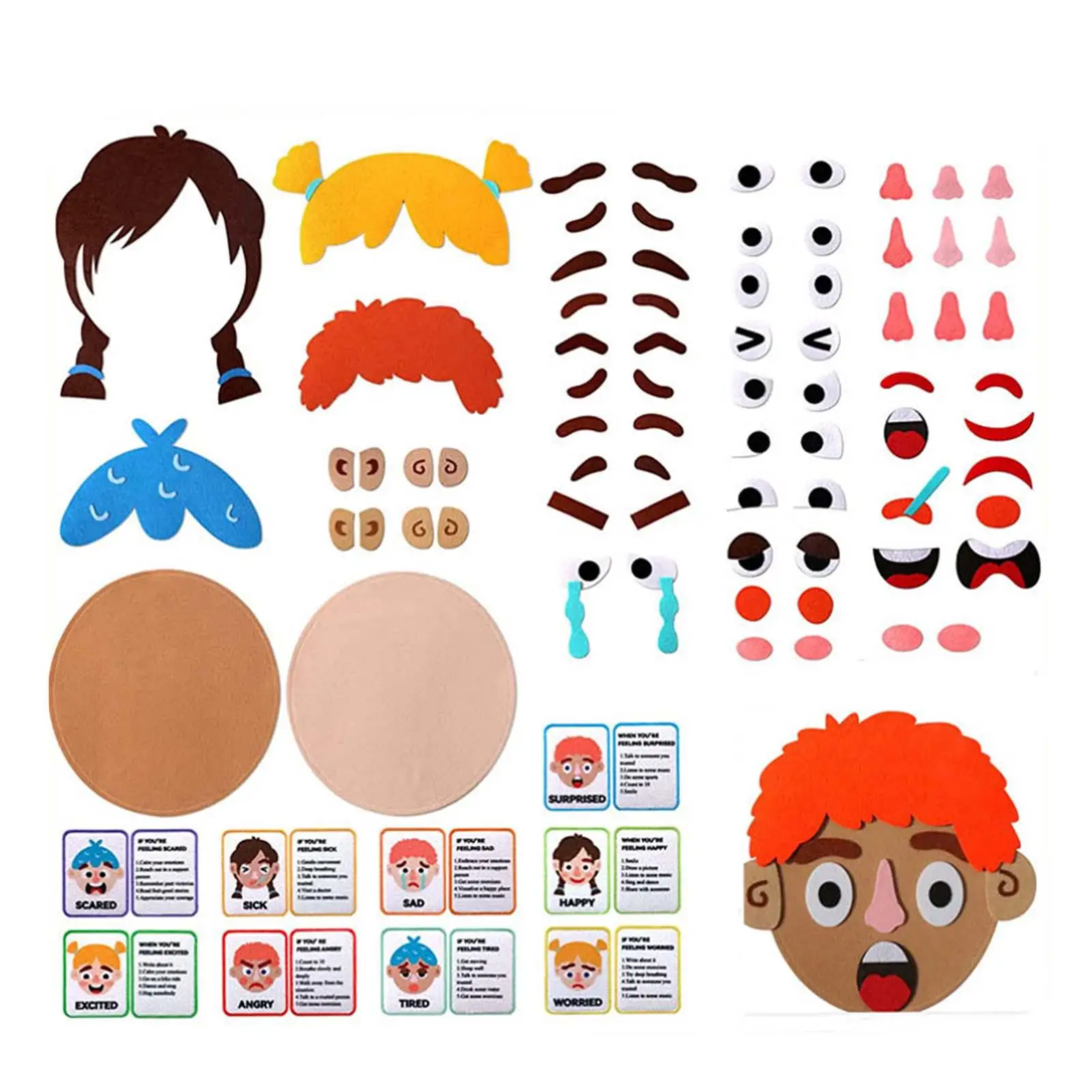Social Emotional Learning Toy with 75 Facial Expressions and 9 Emotional Flashcards Make A Funny Faces Stickers Games for Boys