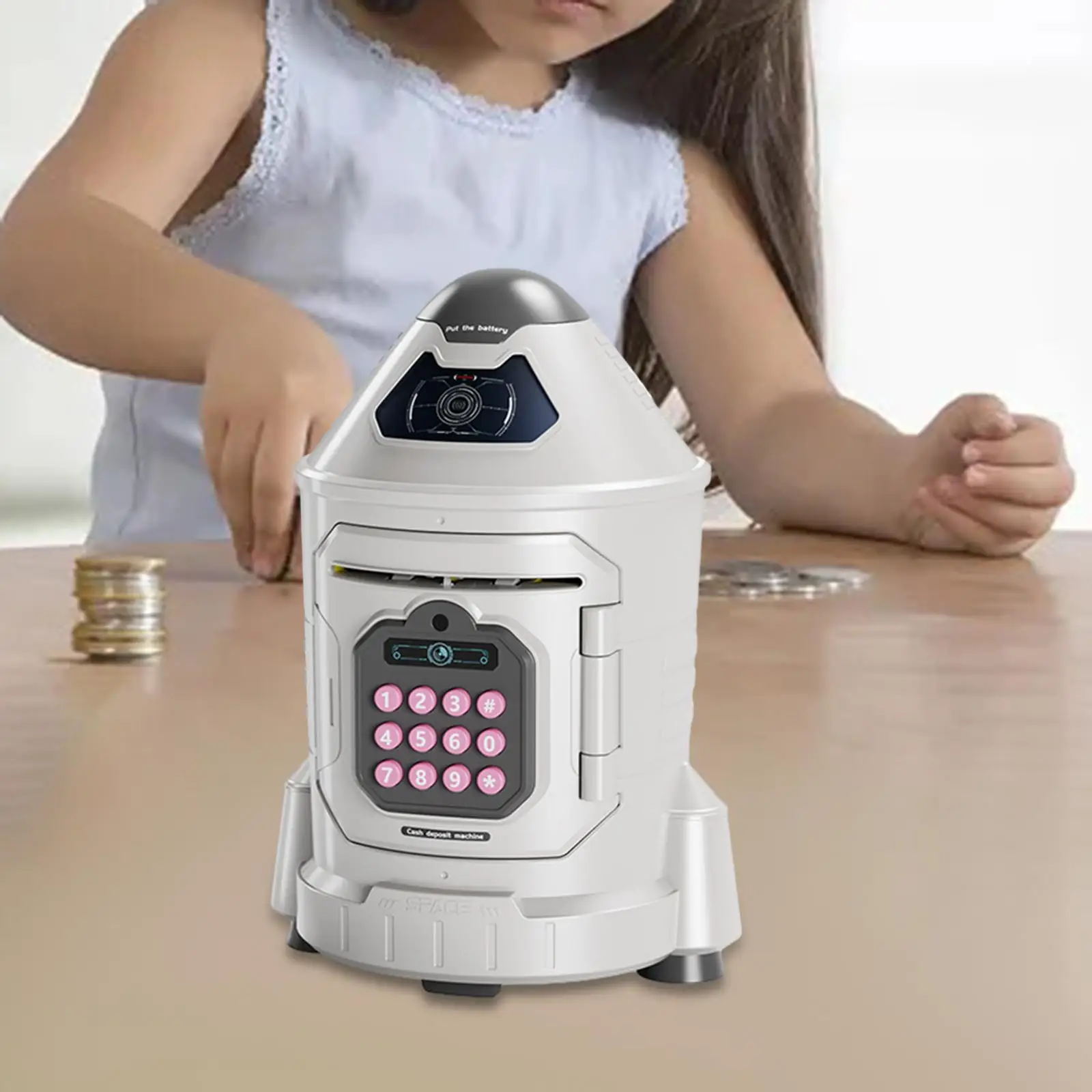 Rocket Piggy Bank Birthday Gifts Early Learning Money Bank Electronic Atm Savings Machine for Age 3-8 Years Kids Boys Girls