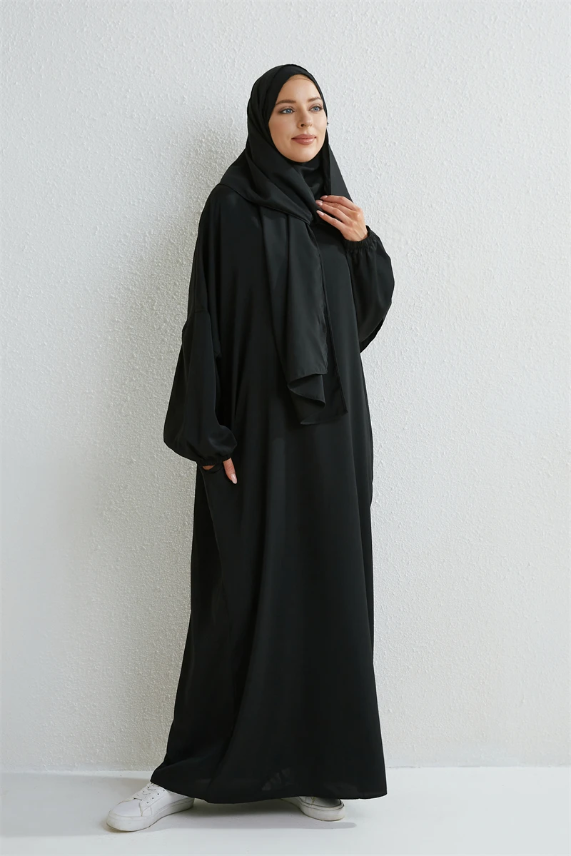 BAYKUL Muslim Dresses for Women,Abayas Prayer Islamic Clothes Burkas Long  Dress Hijab Bonnet (Black, 1) at  Women's Clothing store