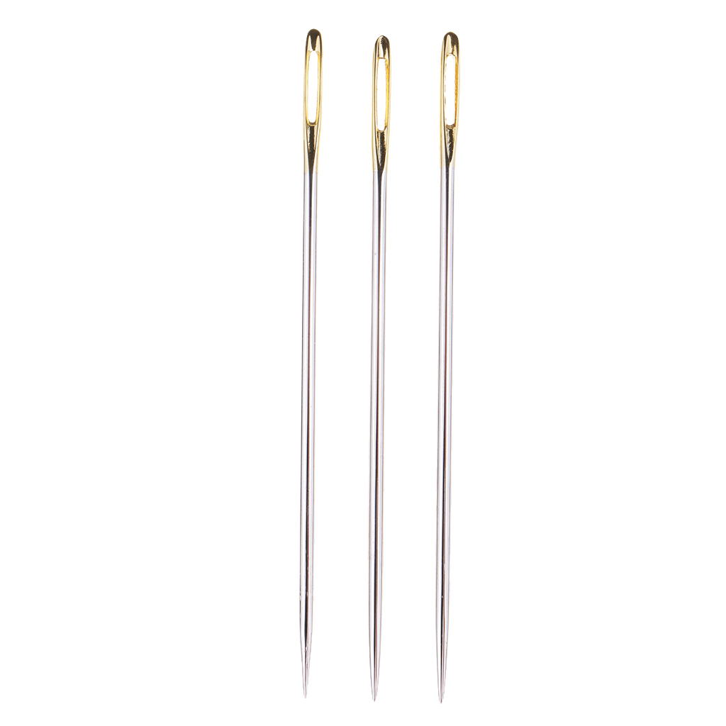 Description Picture 6 of item3 Pieces Extra Long Large Eye Stitching Needles, Steel, Embroidery & Darners Tool, Easy Thread Hand Sewing Needle