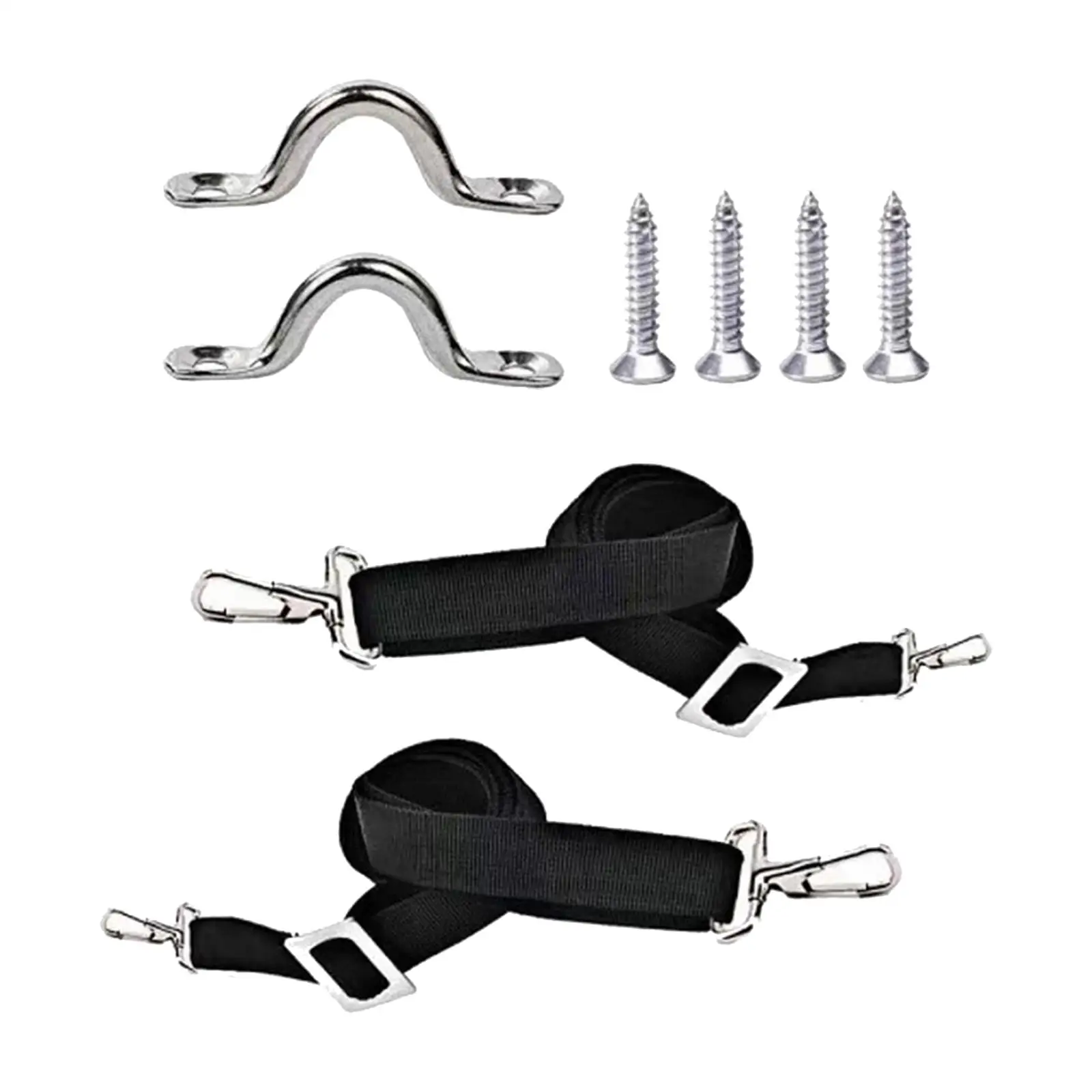 2Pcs Adjustable Bimini Top Straps Boat Strap Pad Eye Straps W/ Loops and Hook