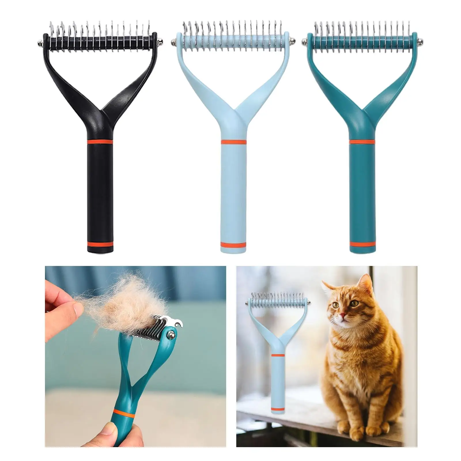 Dog Dematting Comb - Dog Grooming Brush Stainless Undercoat Rake Hair Removal Comb for 