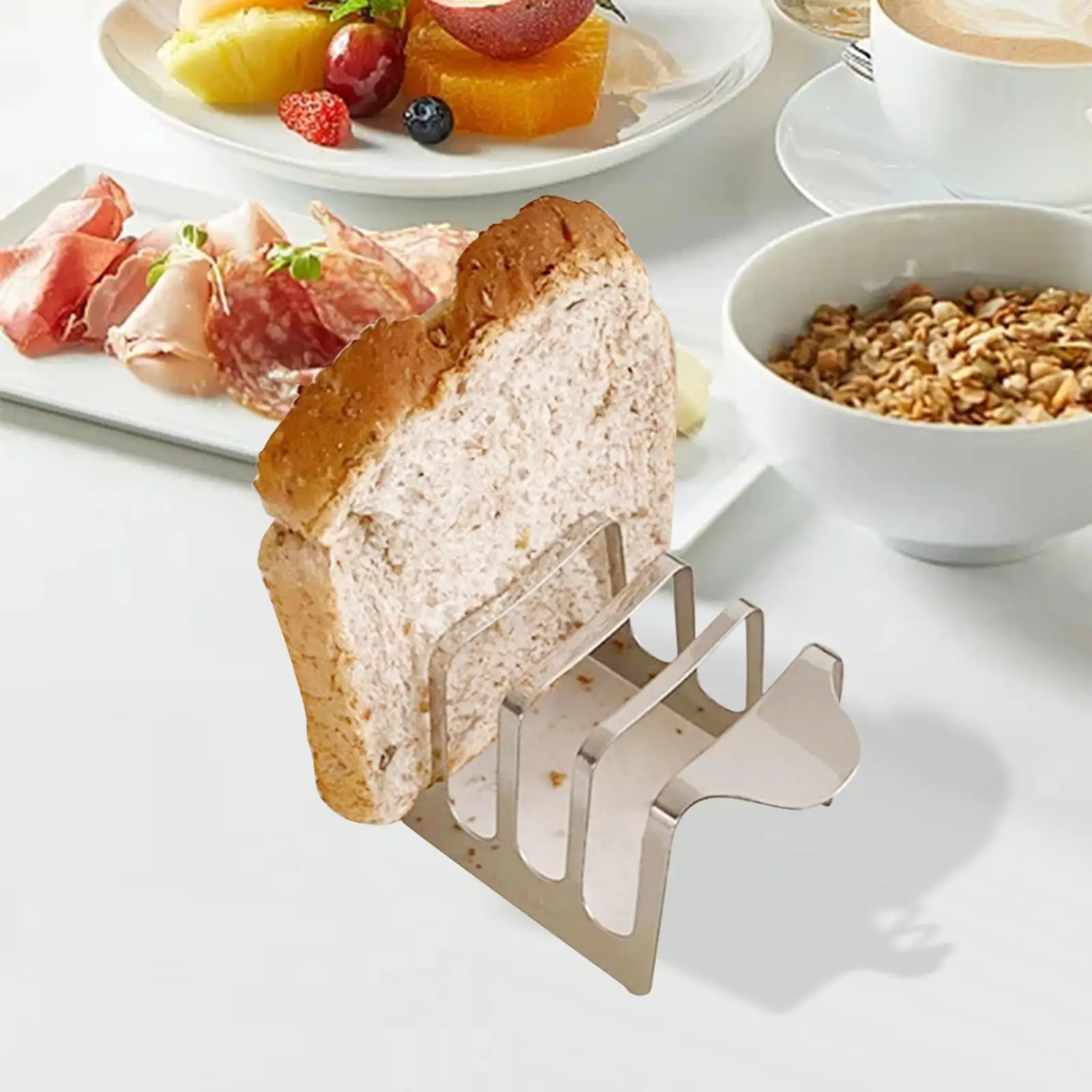 Toast Rack Bread Holder Stainless Steel Bread Rack 4 Slice Slots Bread Display Stand for Cooking Bakery Oven Kitchen Pancake