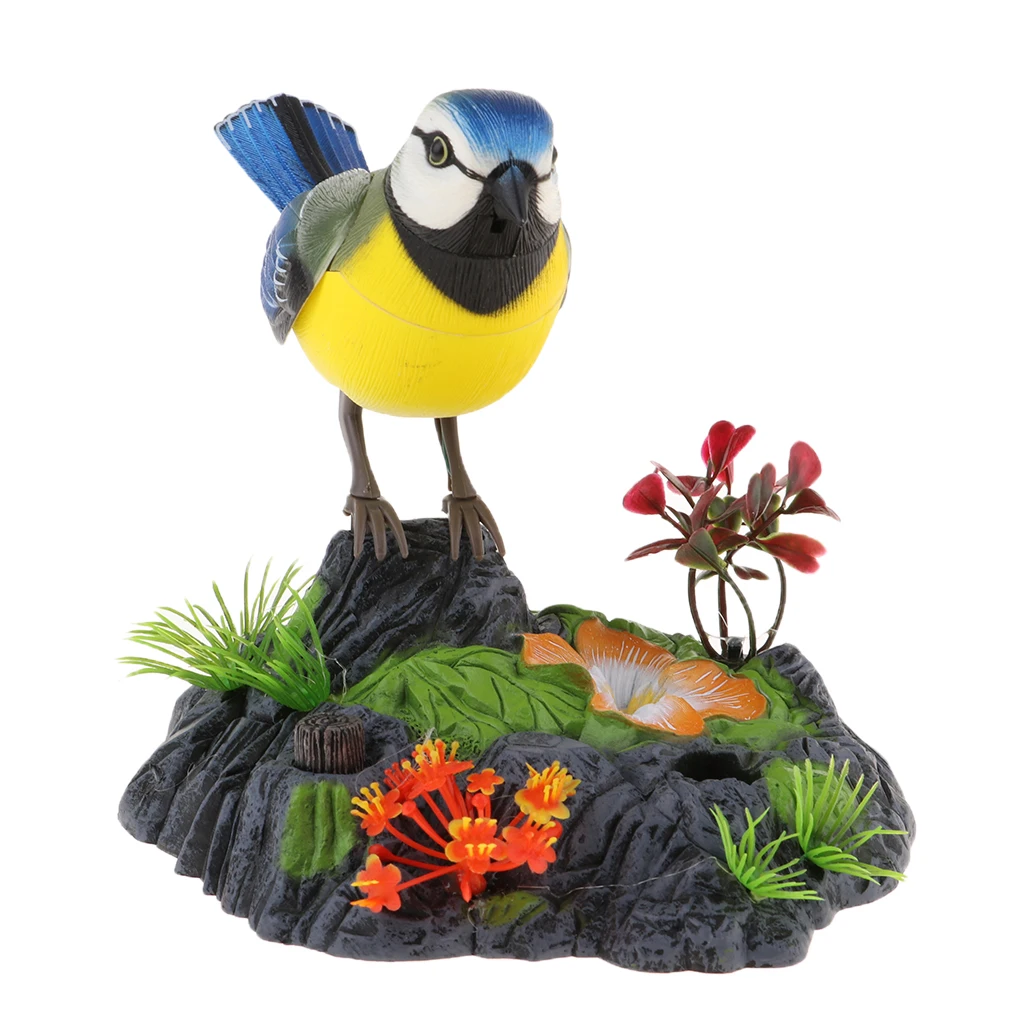 Simulation Singing Bird in Stump  Control Electronic Pet Toy Decor