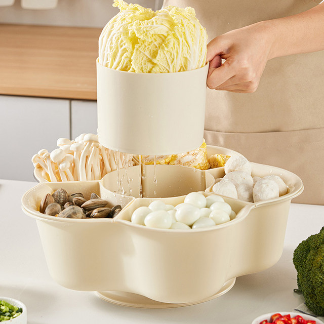Corbeille à Fruits Avec Couvercle Et égouttoir - Plastique Sans BPA - Pied Décoratif - Pour Table, Fête, Mariage - Vert - 14
