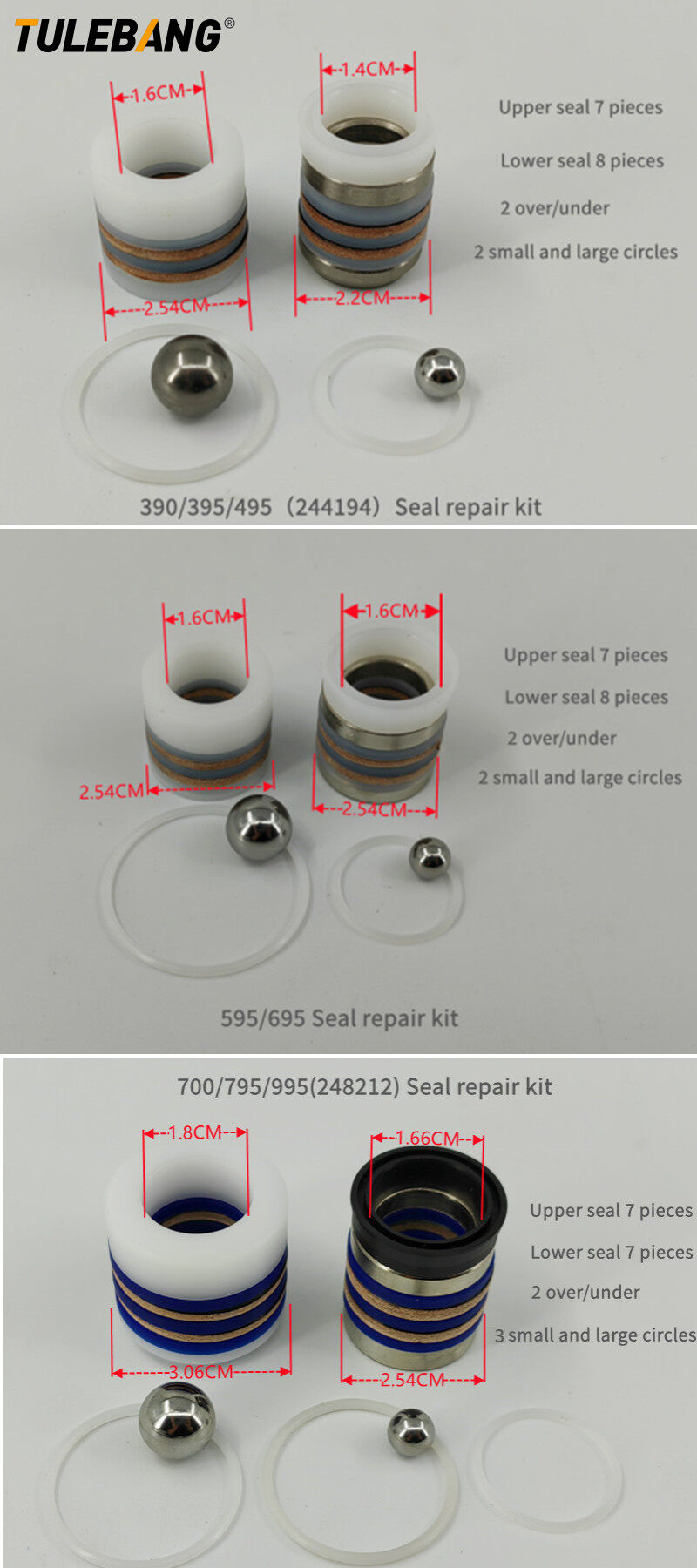 Airless-Sprühfarbe Maschinenpumpen-Reparatur-Dichtungs-Reparatur-Set 395 495（244194）595 695 700(248212)1095（248213）7900(249123) – Detail 15