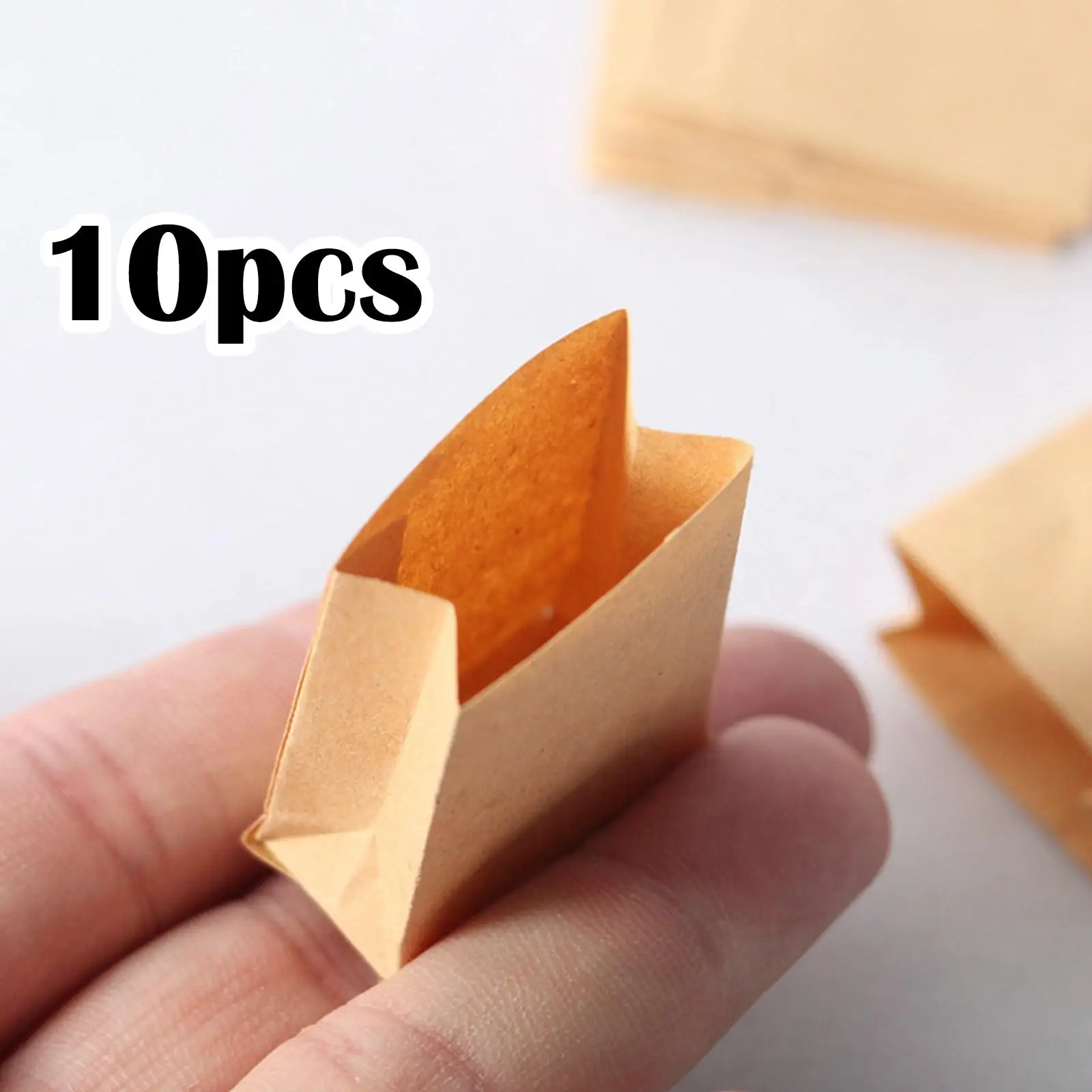 10 Pieces Mini Bread Bag Brown Paper Lunch Bags Snack Bags for 1:12 Dollhouse Bakery Shop Decor Kitchen Playset Creative Toys