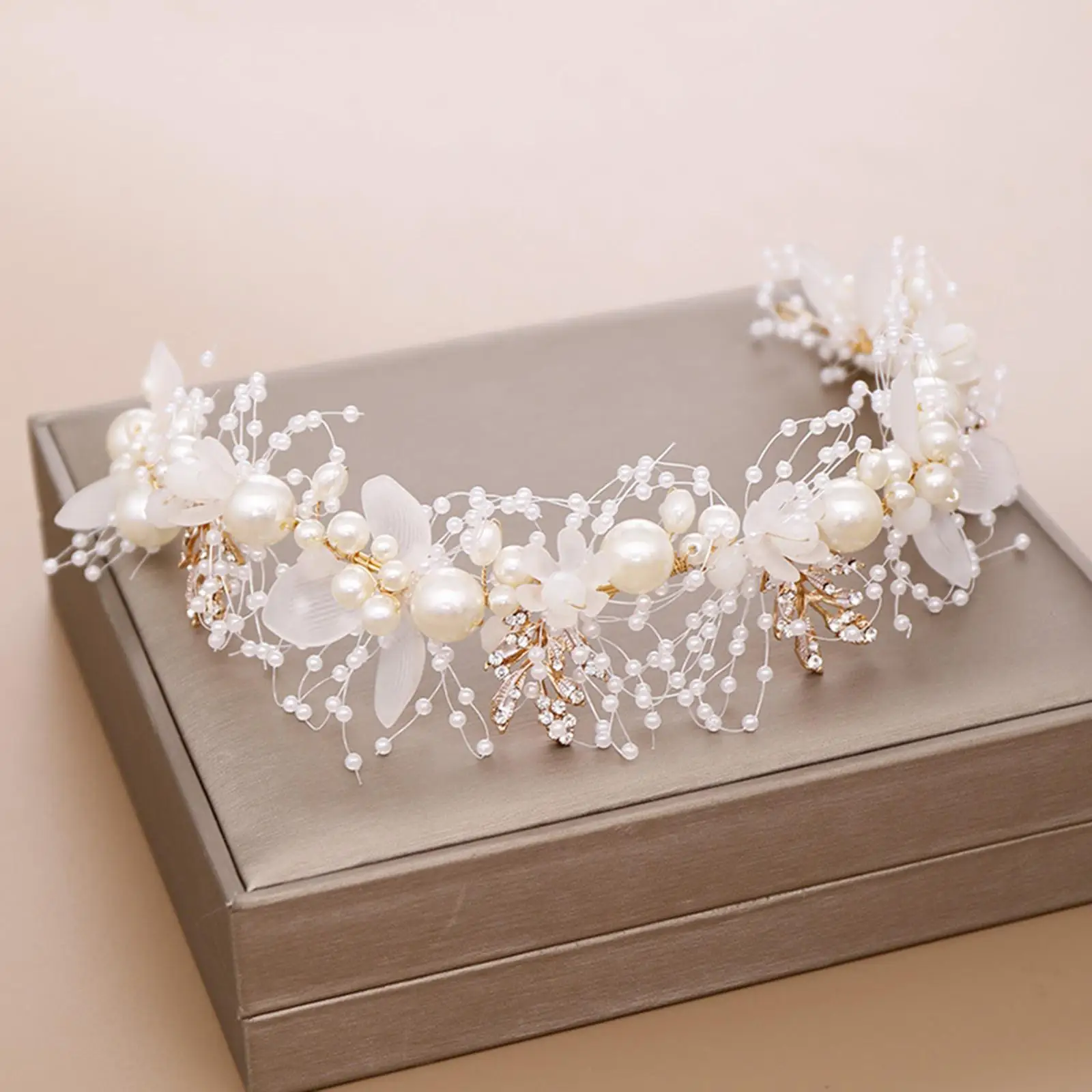 Elegant Bridal Headband Hair Accessories Crown Hairband Pearl Headdress for Wedding Anniversaries Prom Engagement Banquet