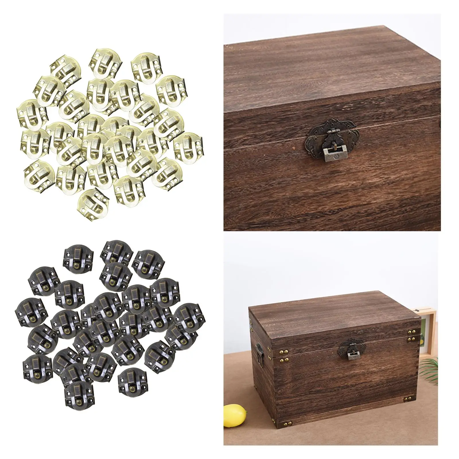 50x Smooth Box Catch latches Hasp Locks Padlock Retro Style Decoration Buckles for Jewelry Boxes Cabinet Furniture Drawer