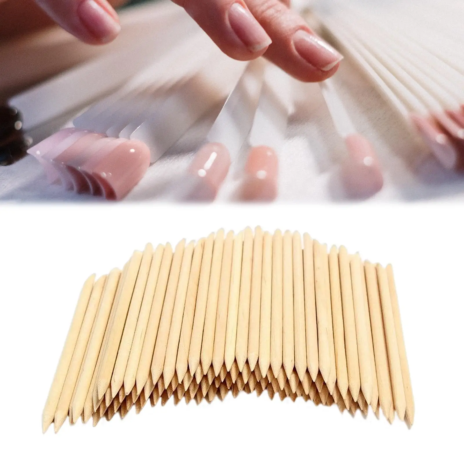 100Pieces Orange Sticks Disposable Manicure Supplies Multi Functional Useful Nail Cuticle Pusher for Nail Polish Home Salon