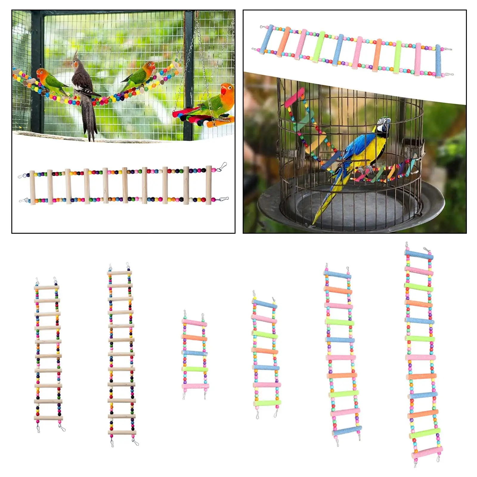 Wooden Ladder Bird Cage Playstand Bird Stand Toy Bird Perch Stand for Canaries Lovebirds Cockatiels Parakeets Small Medium Birds