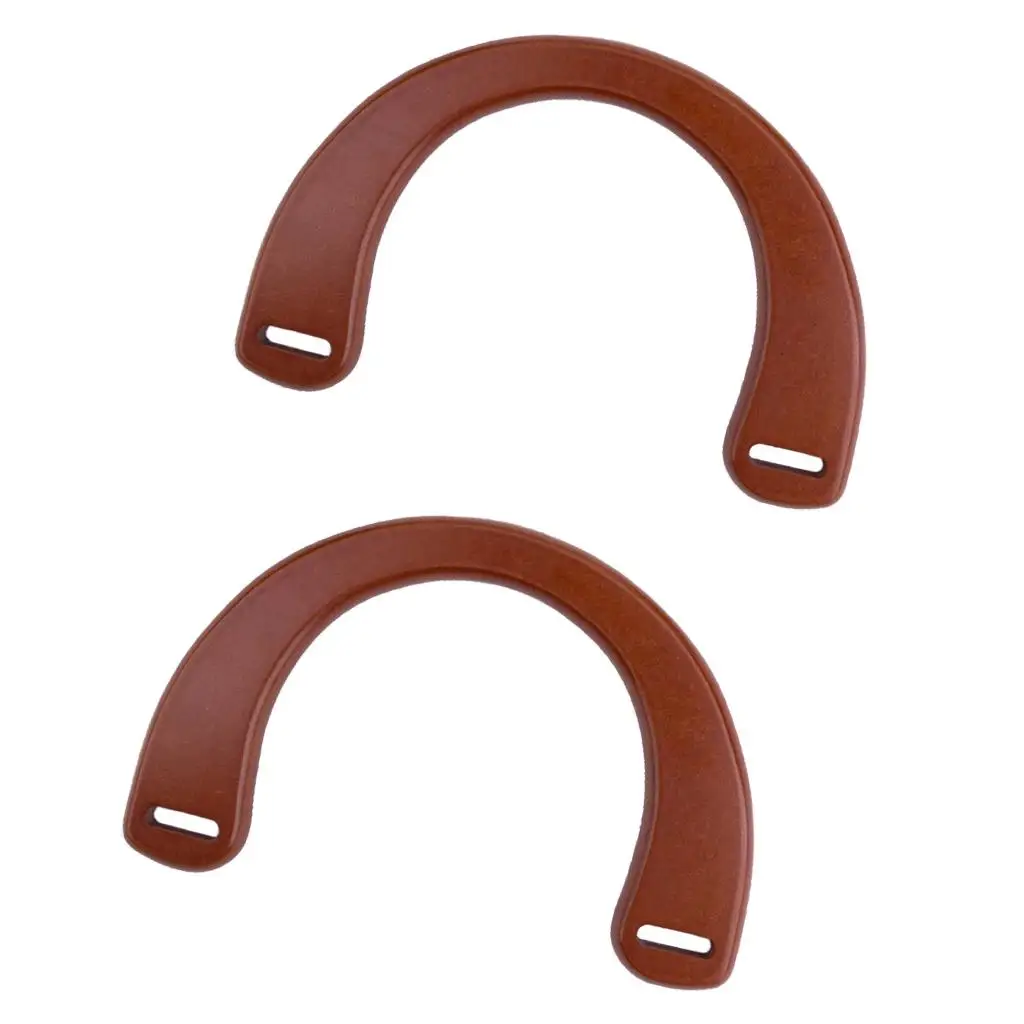 1 Pair Wooden Handles Replacement Half Round Shape Handbag Handle for Handmade Straw Bag  Handbag Purse Clutches Handles