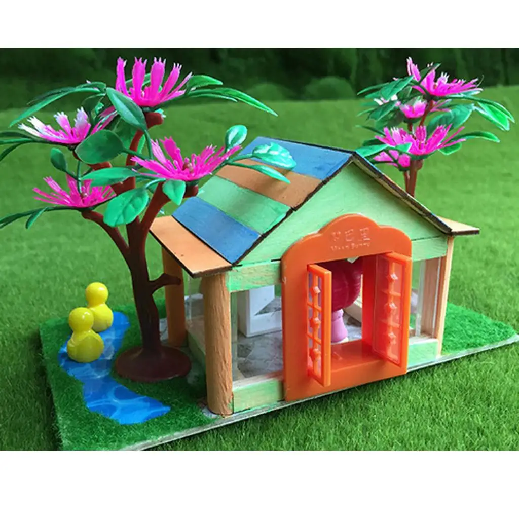 Kids Hands-DIY Dolls House Garden People Figures Plants Miniature Kids Birthday Gift