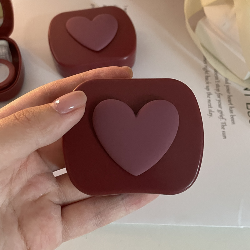 Retro Rot Frauen Herzförmige Kontaktlinsen Fall Tragbare Schönheit Schüler Lagerung Container Box – Detail 6