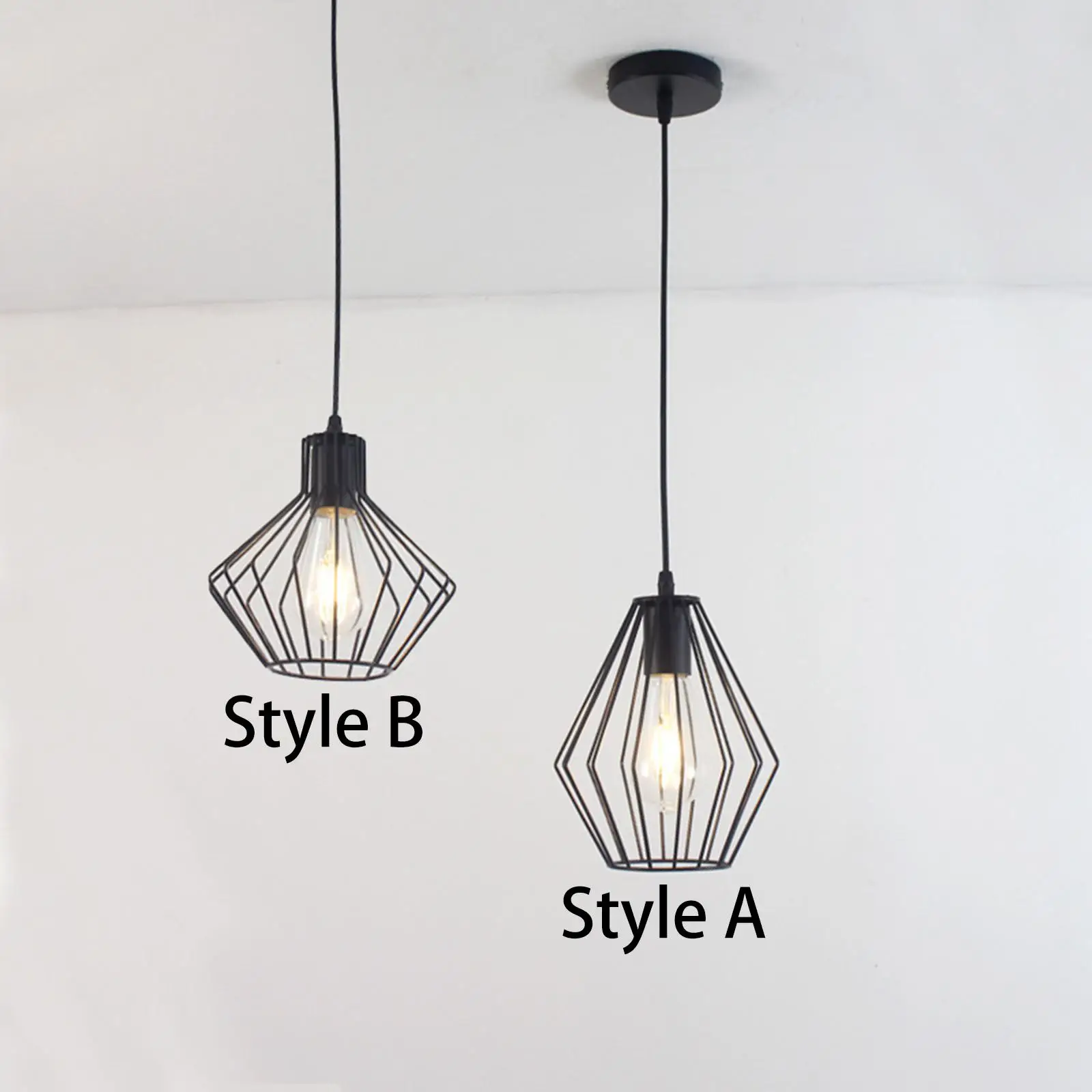 Black Pendant Light Shade Ceiling Lamps Lighting Fixture Lighting Metal Cage Lampshade for Dining Room Closet Bar Entryway Decor
