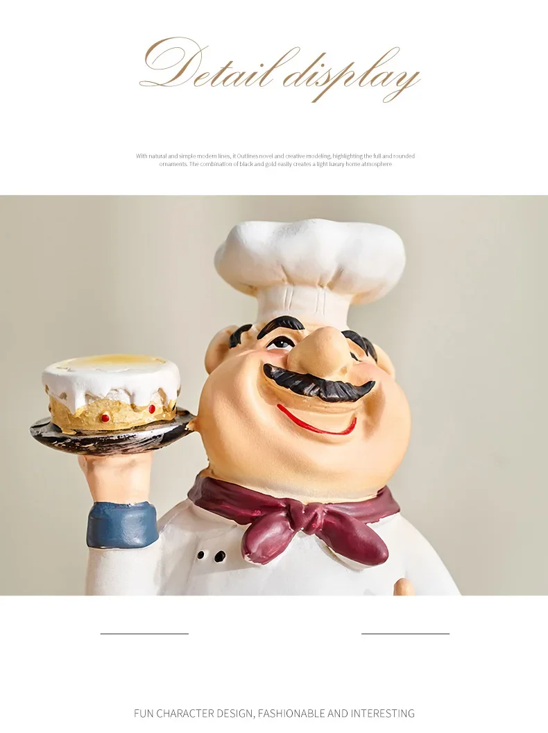 Smiling Chef Figurines Cartoon Character Sculpture