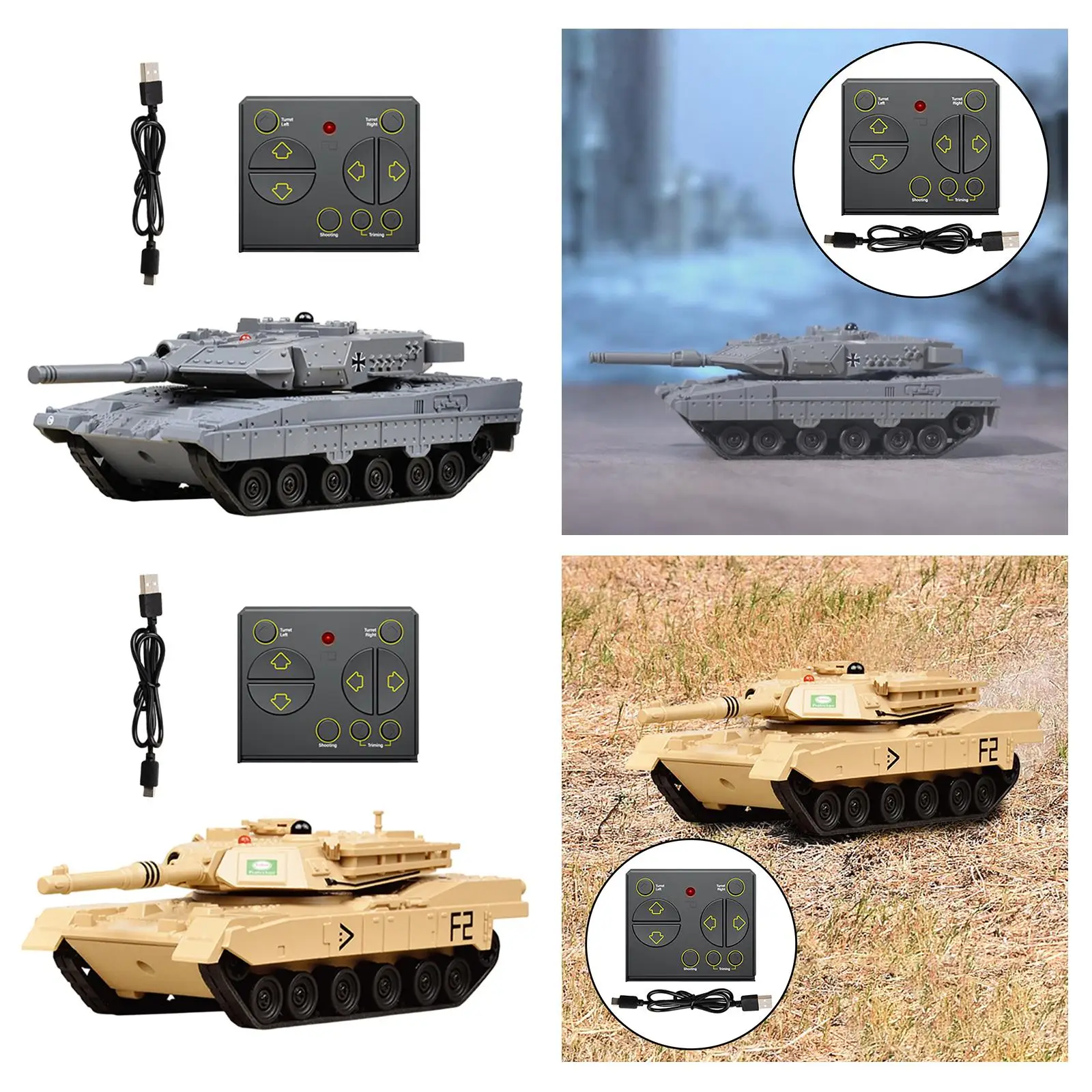 RC Battle Tank Realistic Sound Tank Model for Kids Boys Girls New Year