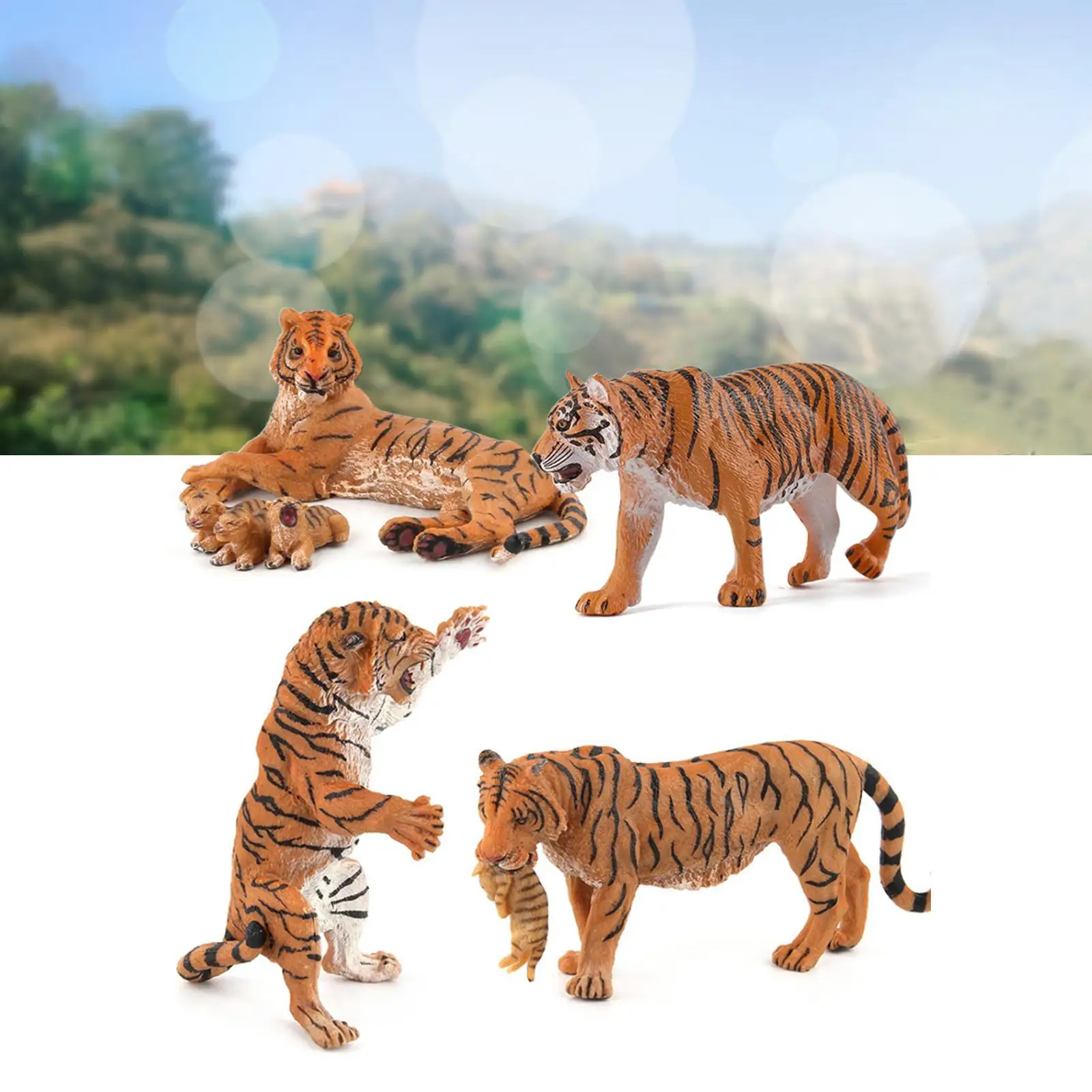 Realistic Tiger Figurines Forest Animals Toy for Shelf Living Room Decor