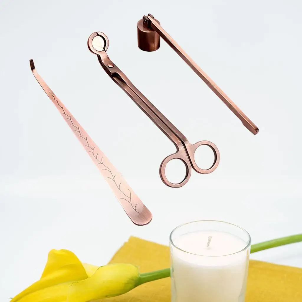 3-1 Candle Accessory Set -Candle , Candlewick Scissors Hook, Snuffer Dipper, Candle Care Stainless Steel 3x Cutter for Wedding