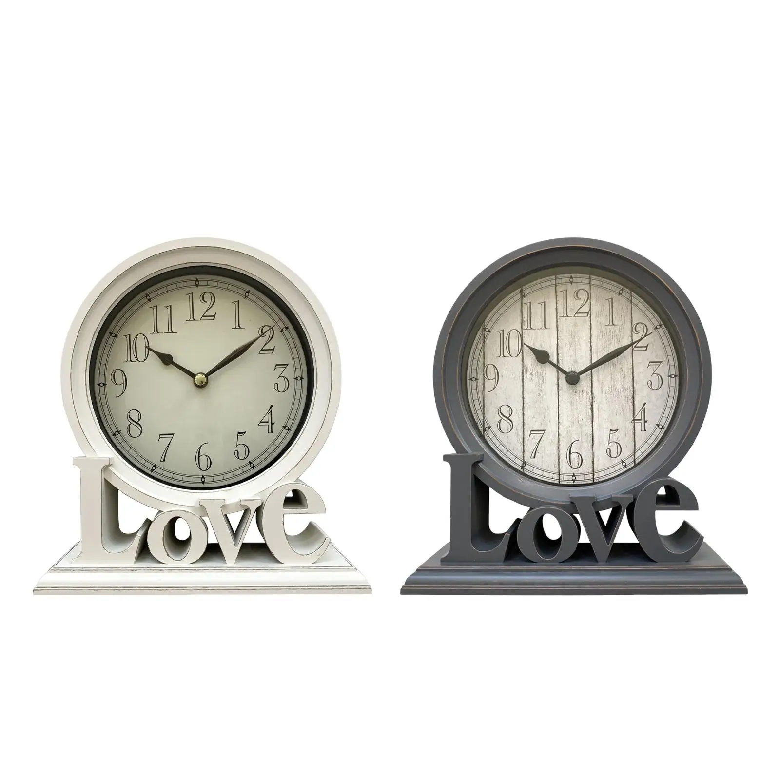 Round Desk Clock Mantel Clocks Table Clocks Watches Non Ticking Silent Fireplace for Living Room Home Farmhouse Wedding