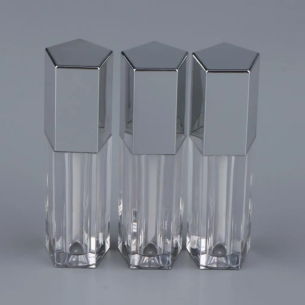 3PCS 5ml Empty Square Tube Plastic Clear Vials Lip with Applicator for Travel Home Use