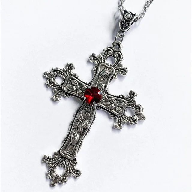 Gothic Flower Cross Stainless Steel Necklaces Chain for Women/Men Cross Gothic  Necklace Jewelry acier inoxydable N7035S06 - AliExpress