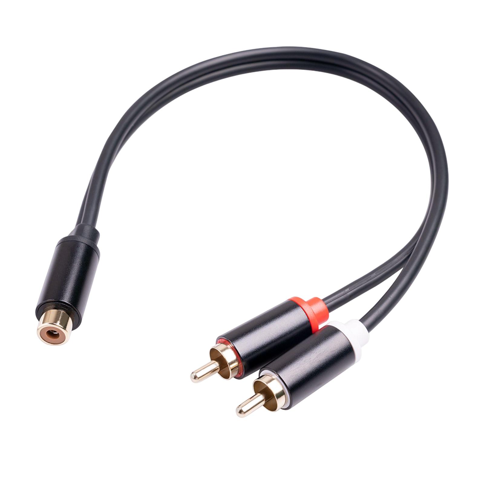 RCA to Dual RCA Cable 30cm Male-Female Solid Two-Way Transmission Splitter Cable for Headphones Speakers Home Systems Amplifier