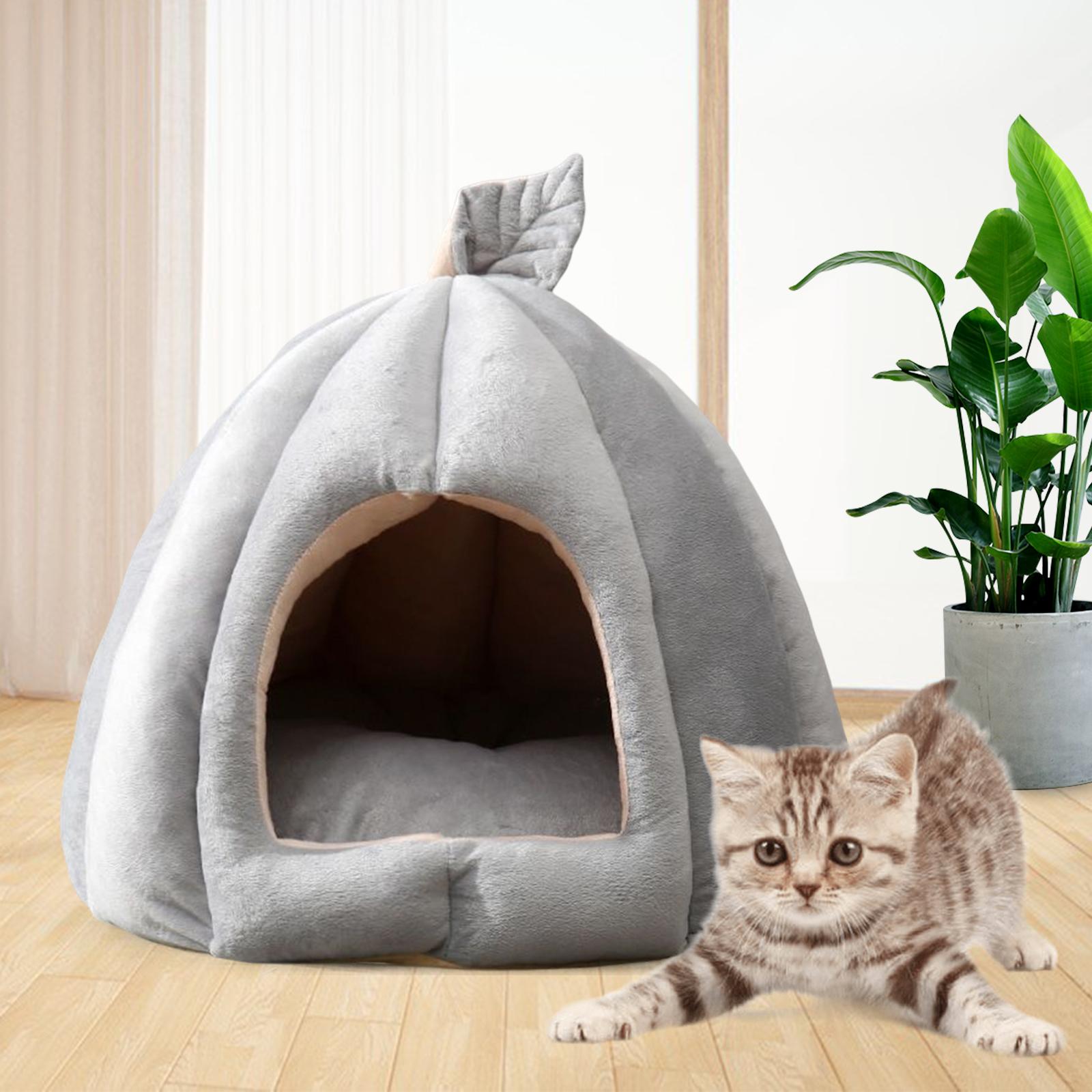 Cave Pet Bed Dog Tent Nonslip Washable Leaves Decorative Cat Warm House for Kitten