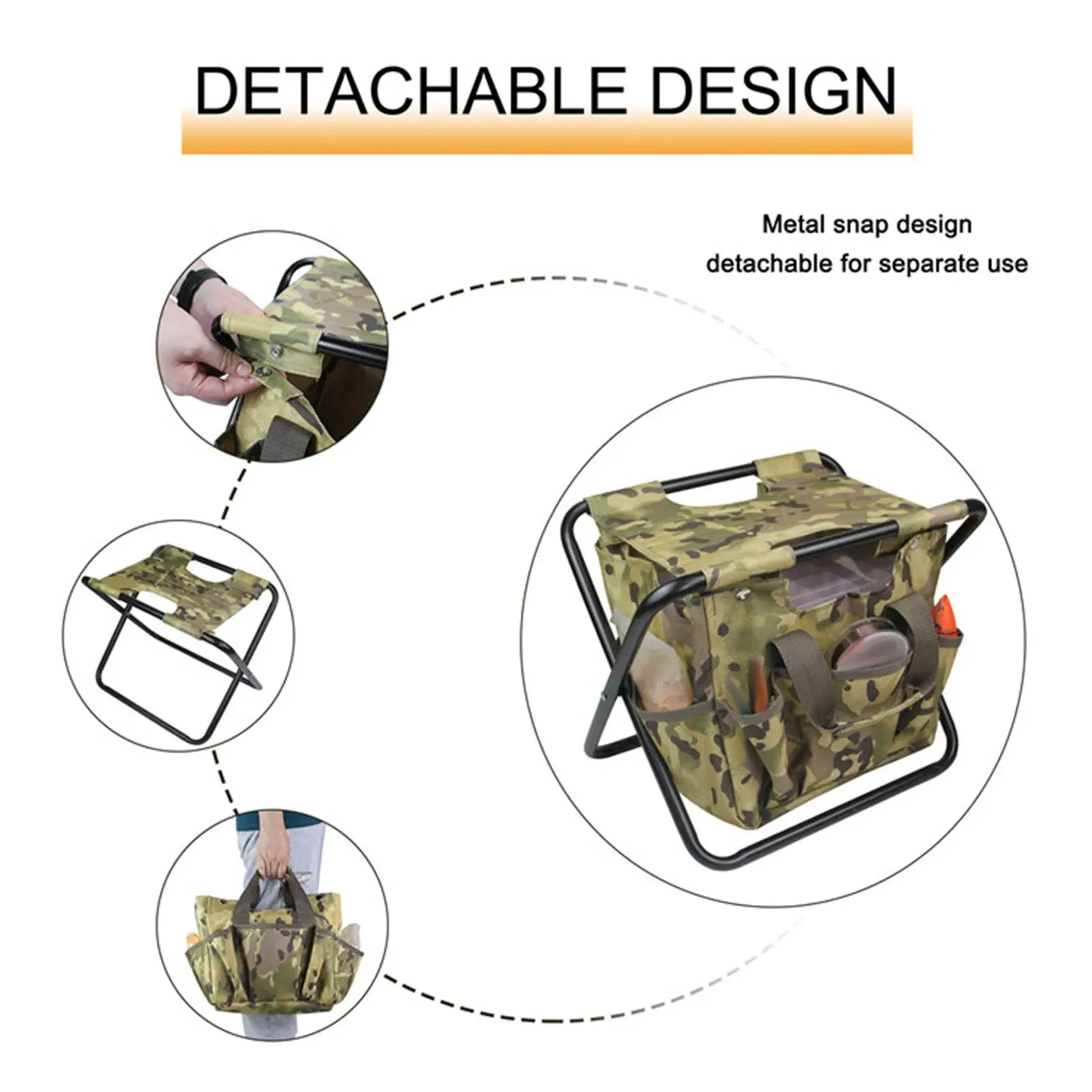 Stable Folding Stool with Handbag Portable Camping Chair for Fishing Hiking