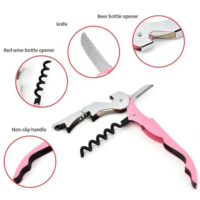JWF Mall Red Wine Opener High Strength Corrosion-Resistant Ergonomic Handle  Foldable Rust-proof Manual 3-in-1 Bottle Opener Corkscrew with Cutter Home  Supplies 