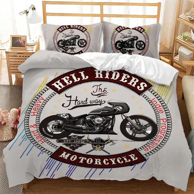 Bicicleta da sujeira capa de edredão motocross conjunto cama para o menino  motocicleta cavaleiro jogo rei poliéster consolador capa com fronha