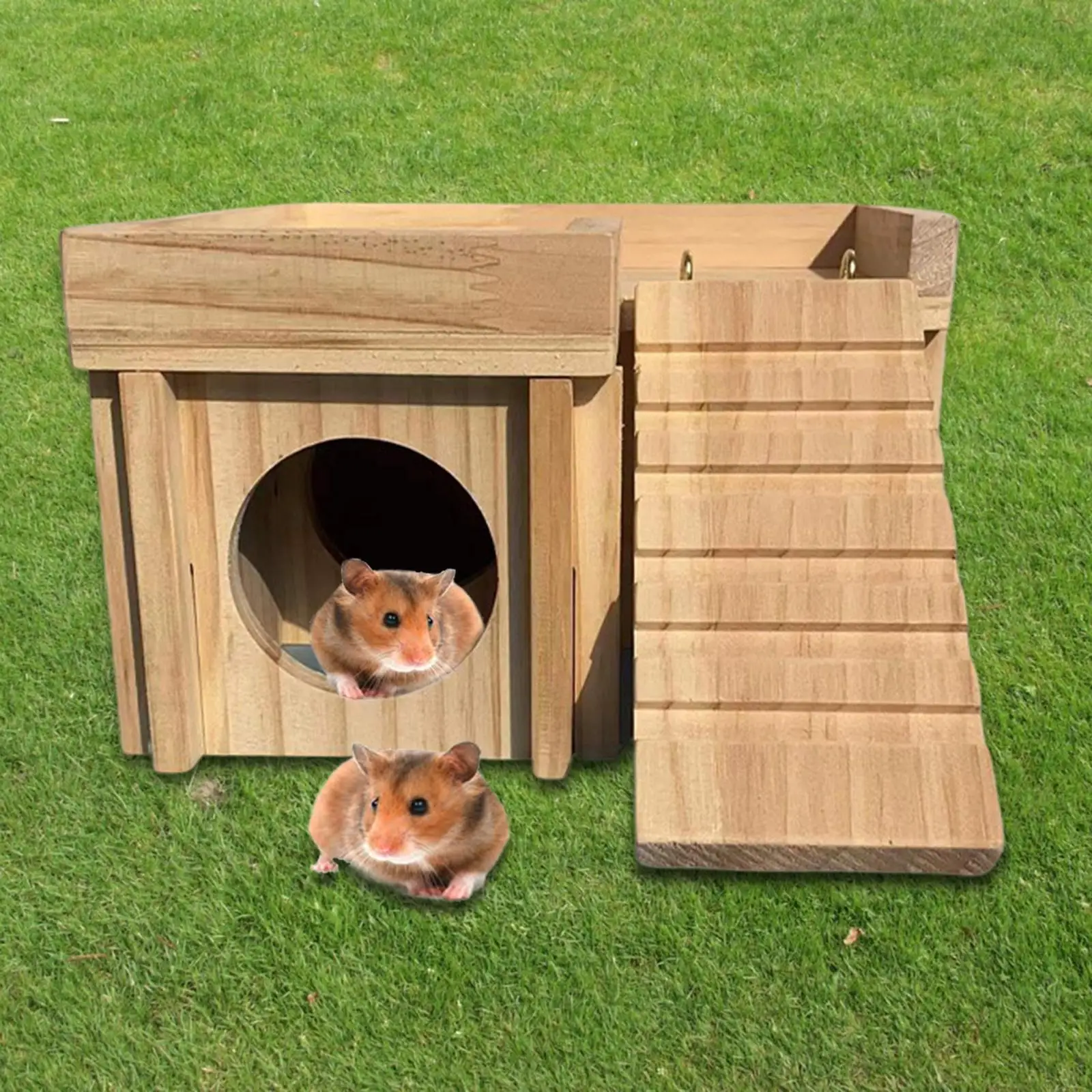 Hamster Wooden House with Ladder Board Room for Dwarf Hamster Chinchillas