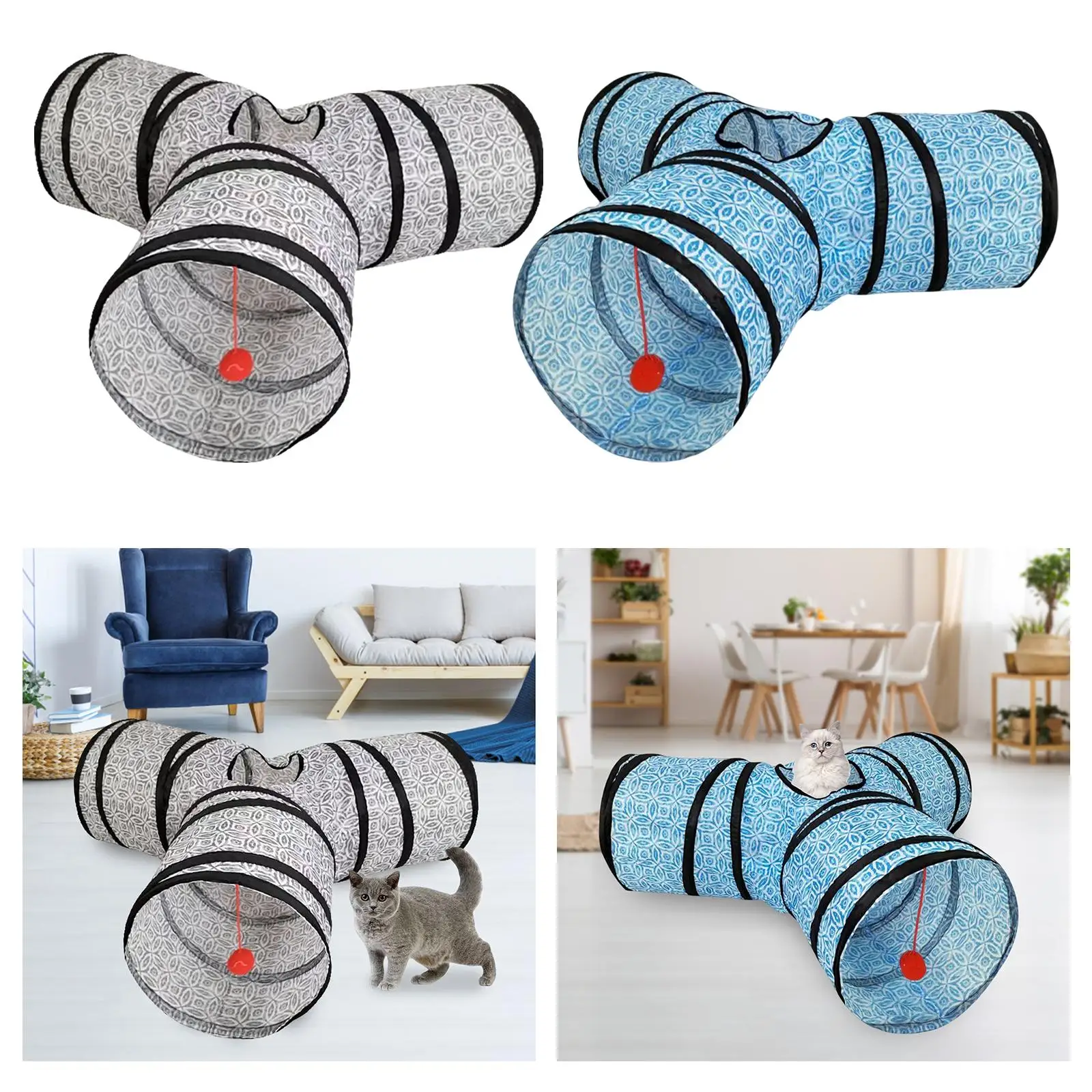 Y Shape Pet Cat Tunnel Tube with Ball Training Collapsible 3 Way Funny Toys Hole Toy for pets Dogs Kitty Rabbit Kitten