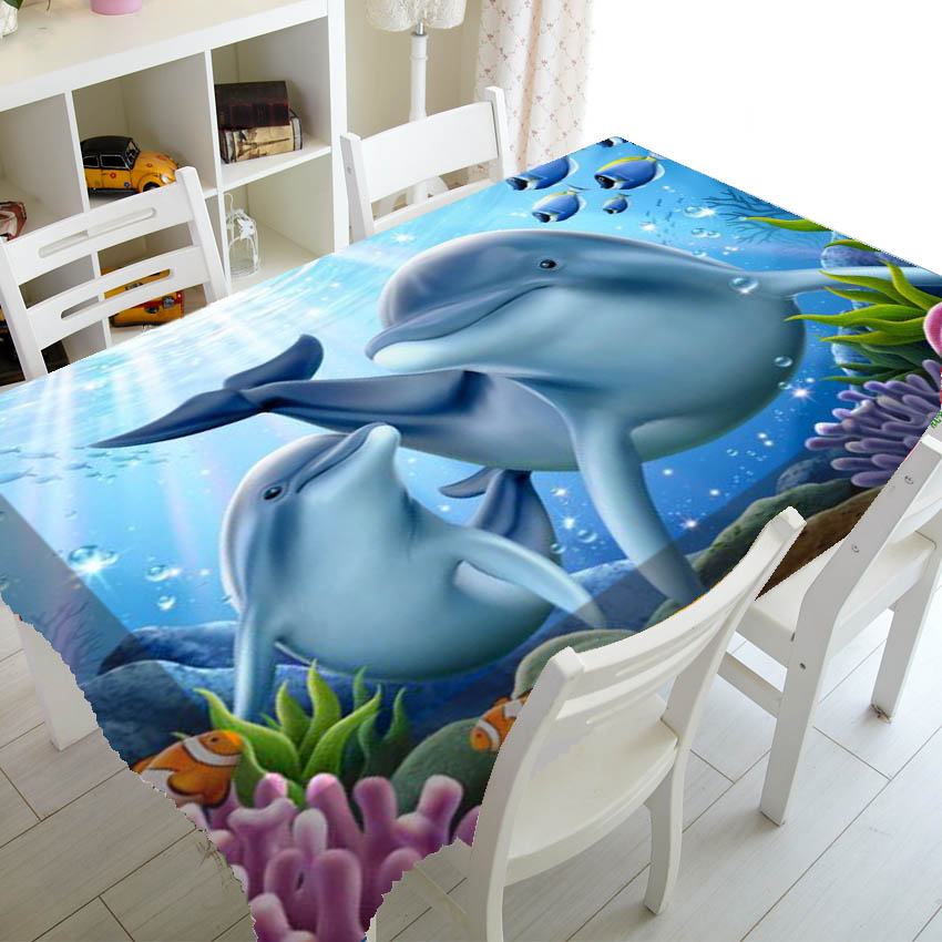 Ocean 3D Dolphin Tablecloth - Cutegiftie